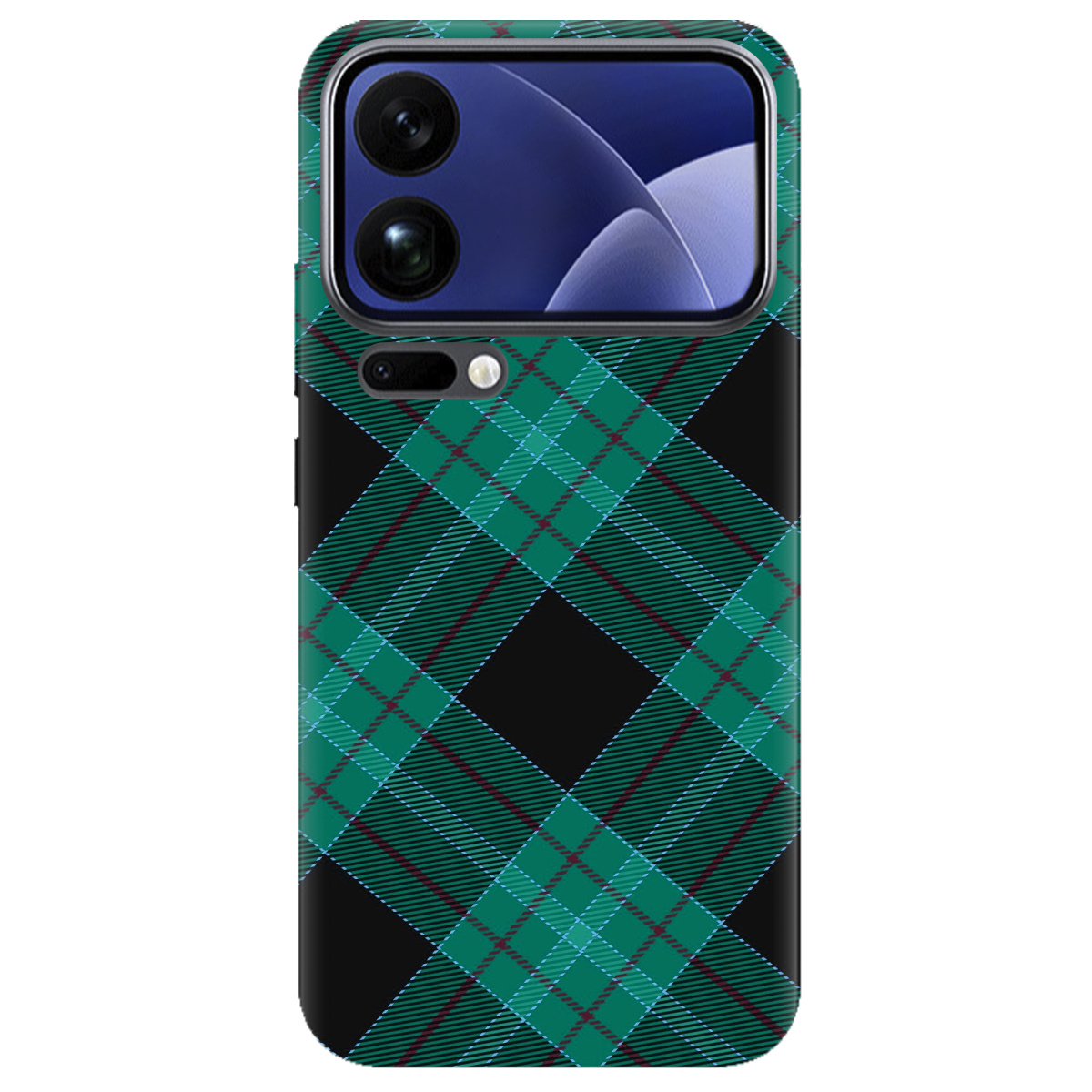 Чохол для Xiaomi 17 Pro прозорий Зелений тартан - фото 1 - Чохли для телефонів