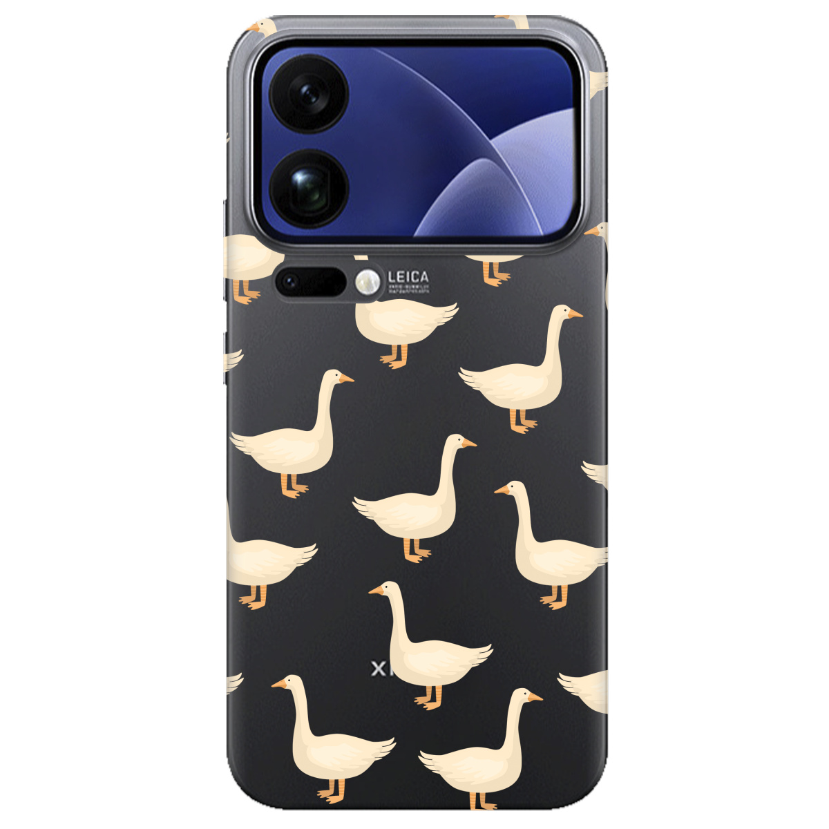 Чехол для Xiaomi 17 Pro прозрачный Гуси в тренде - фото 1 - Чехлы для телефонов