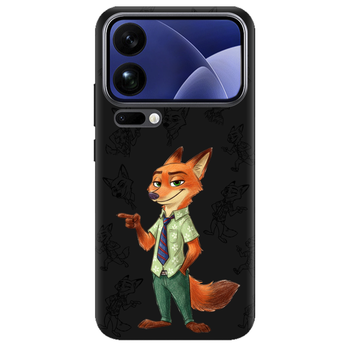 Чехол для Xiaomi 17 Pro черный матовый soft touch Зоотрополис Ник Nick - фото 1 - Чехлы для телефонов