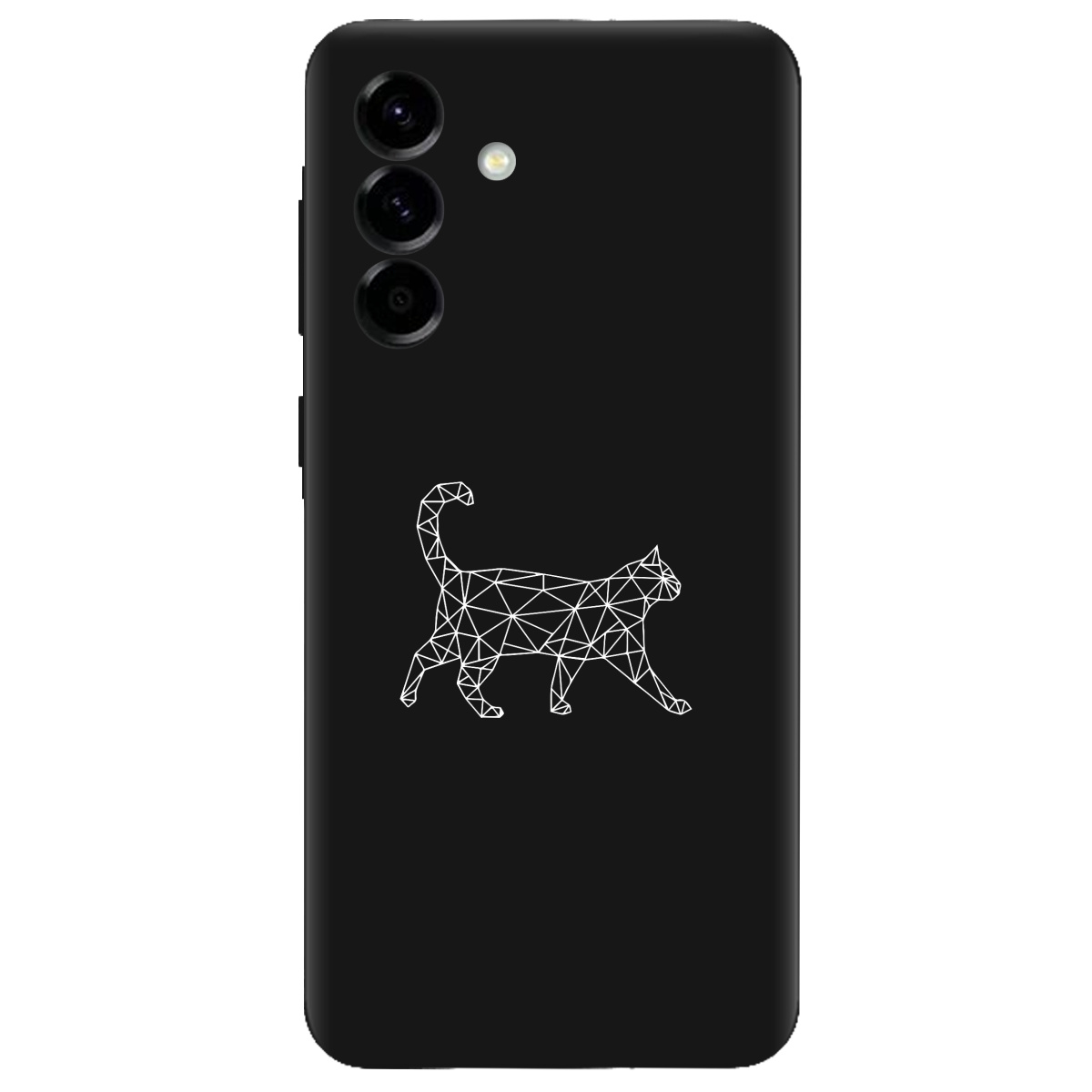 Чехол для Samsung Galaxy A57 5G черный матовый soft touch White cat - фото 1 - Чехлы для телефонов