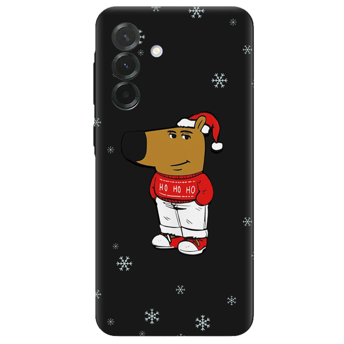 Чехол для Samsung Galaxy A37 5G черный матовый soft touch Chill Guy Santa - фото 1 - Чехлы для телефонов