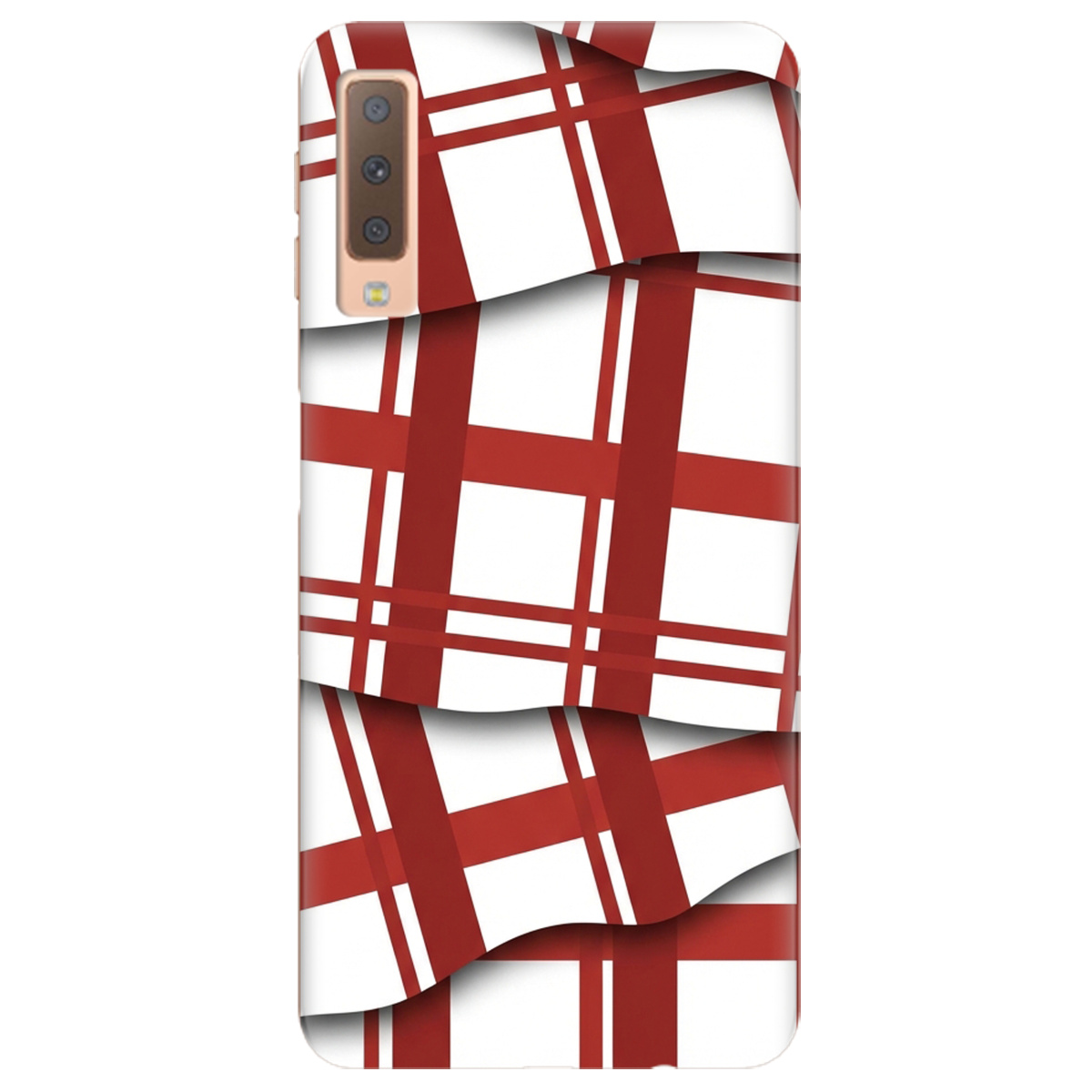 Чехол для Samsung Galaxy A7 2018 прозрачный GRID RED - фото 1 - Чехлы для телефонов