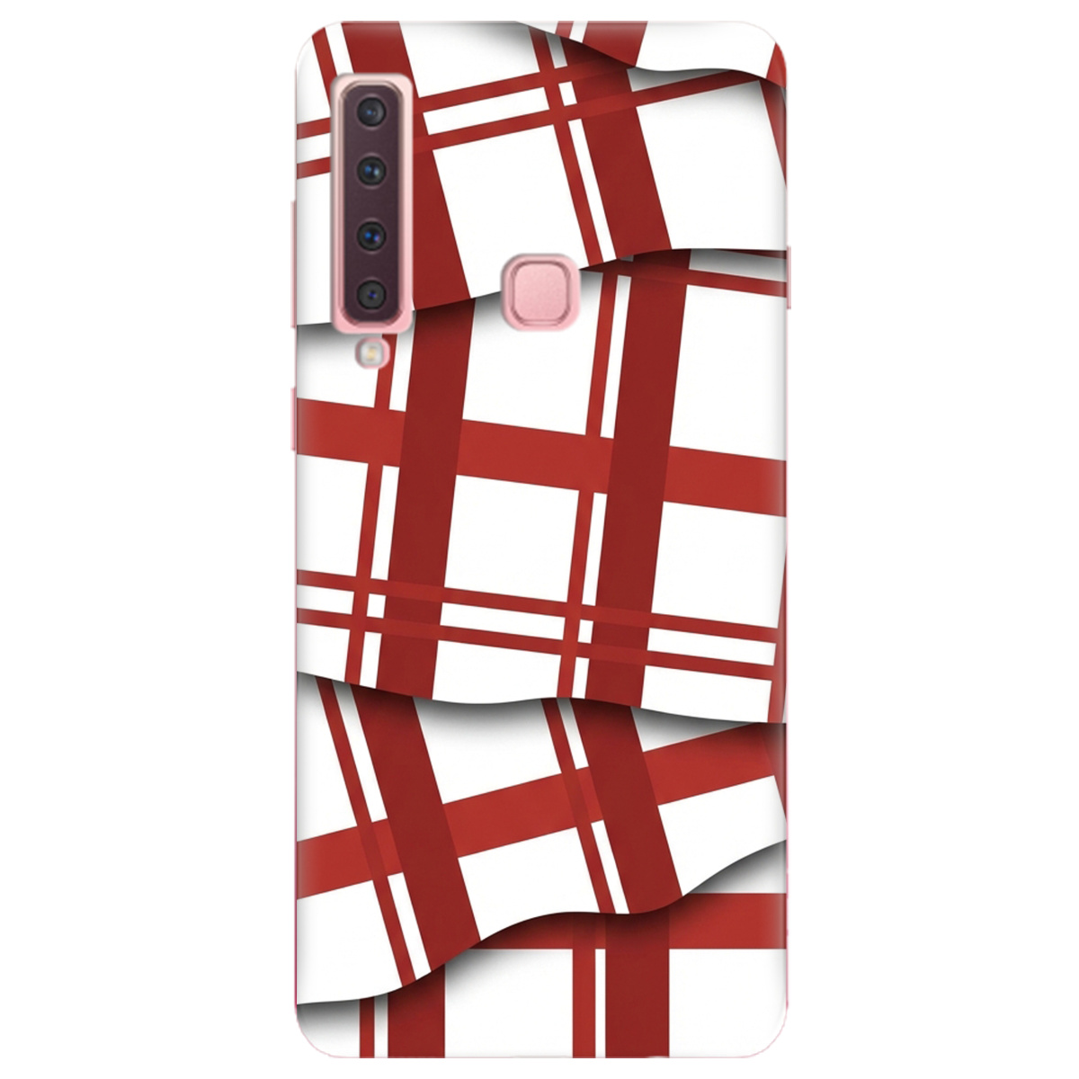 Чохол для Samsung Galaxy A9 2018 прозорий GRID RED - фото 1 - Чохли для телефонів