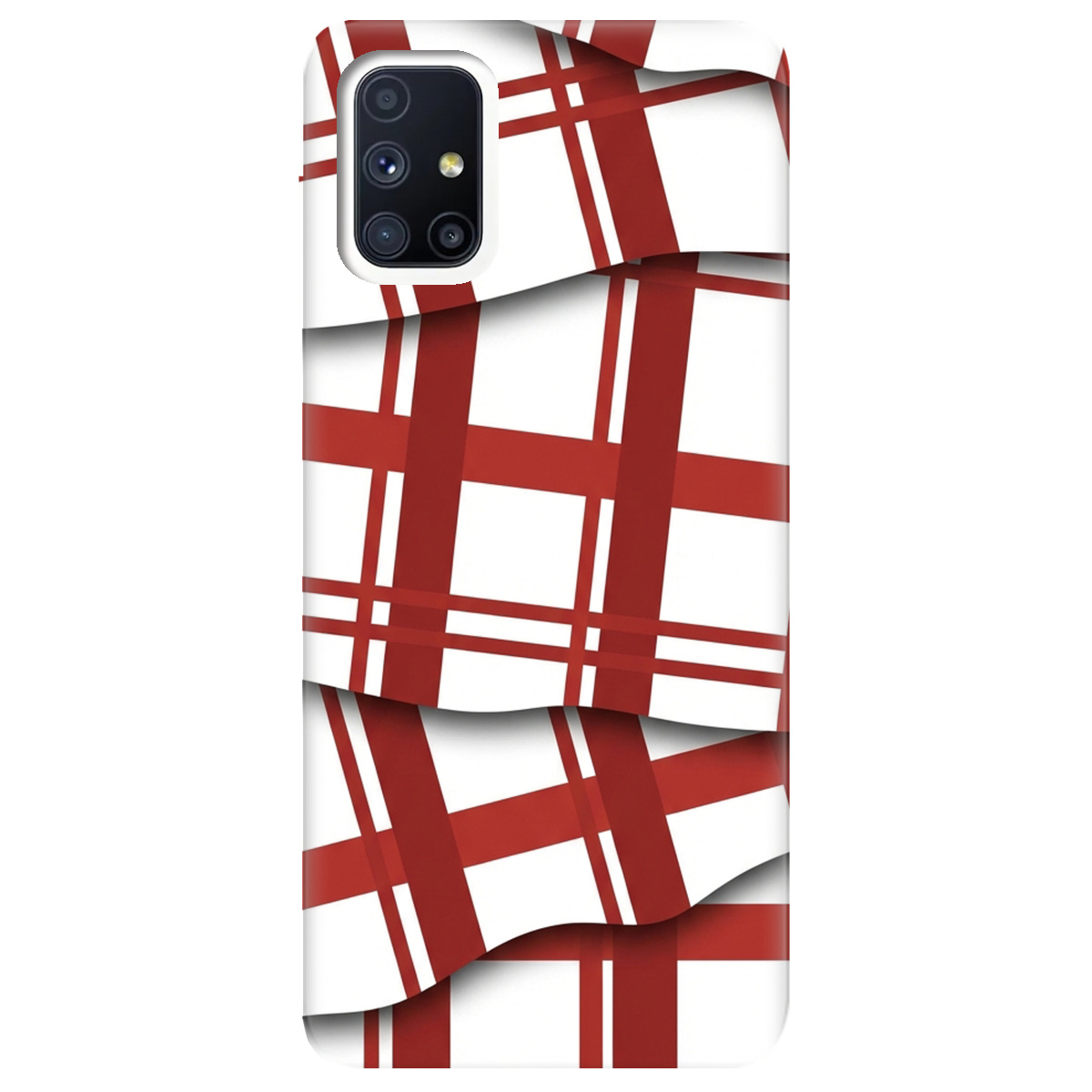 Чехол для Samsung Galaxy M51 прозрачный GRID RED - фото 1 - Чехлы для телефонов