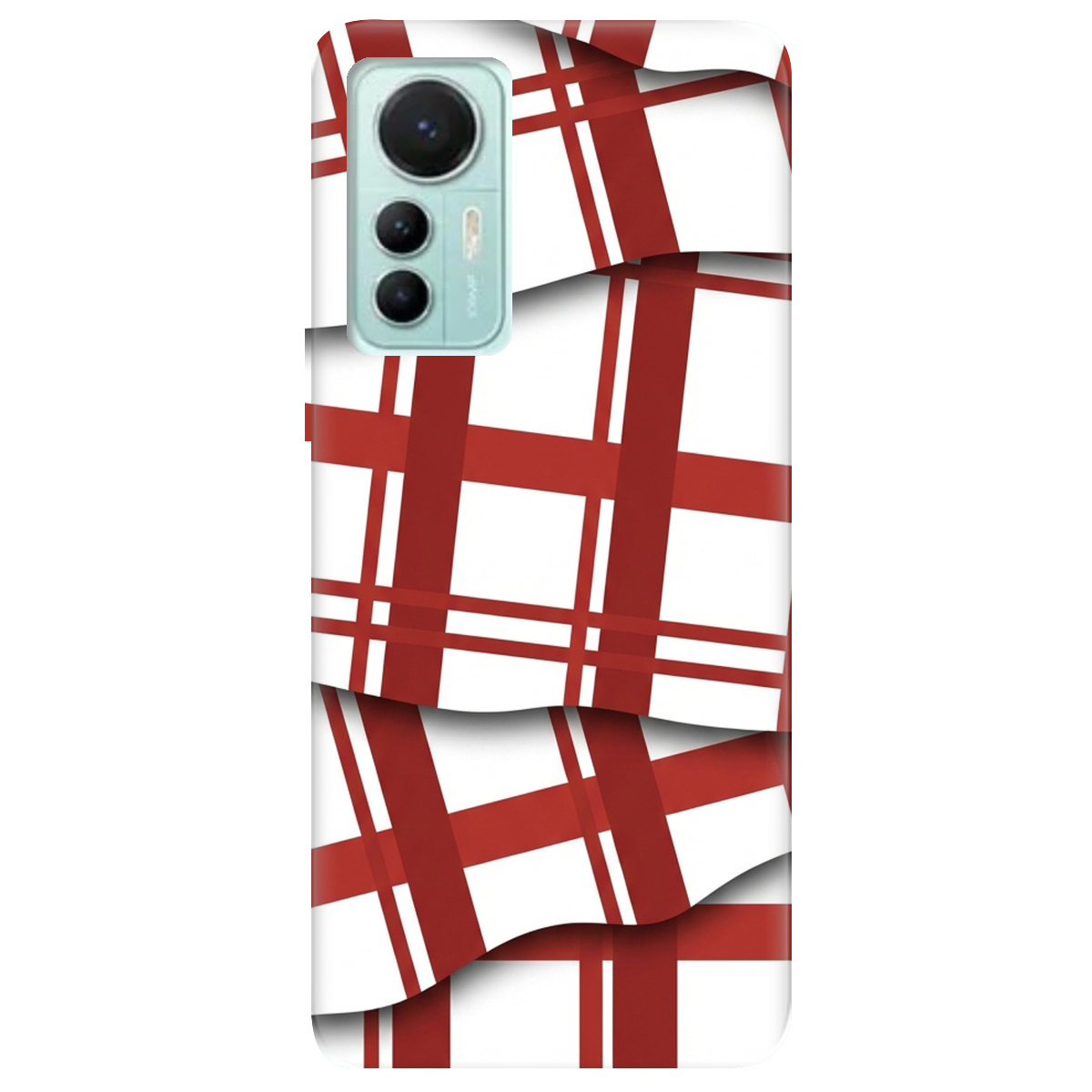 Чехол для Xiaomi 12 Lite прозрачный GRID RED - фото 1 - Чехлы для телефонов