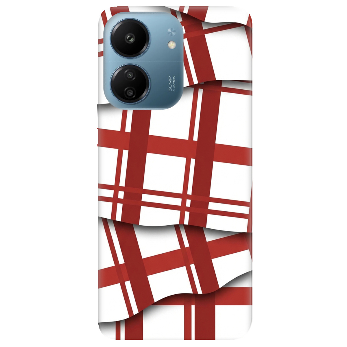 Чехол для Xiaomi Poco C65 прозрачный GRID RED - фото 1 - Чехлы для телефонов