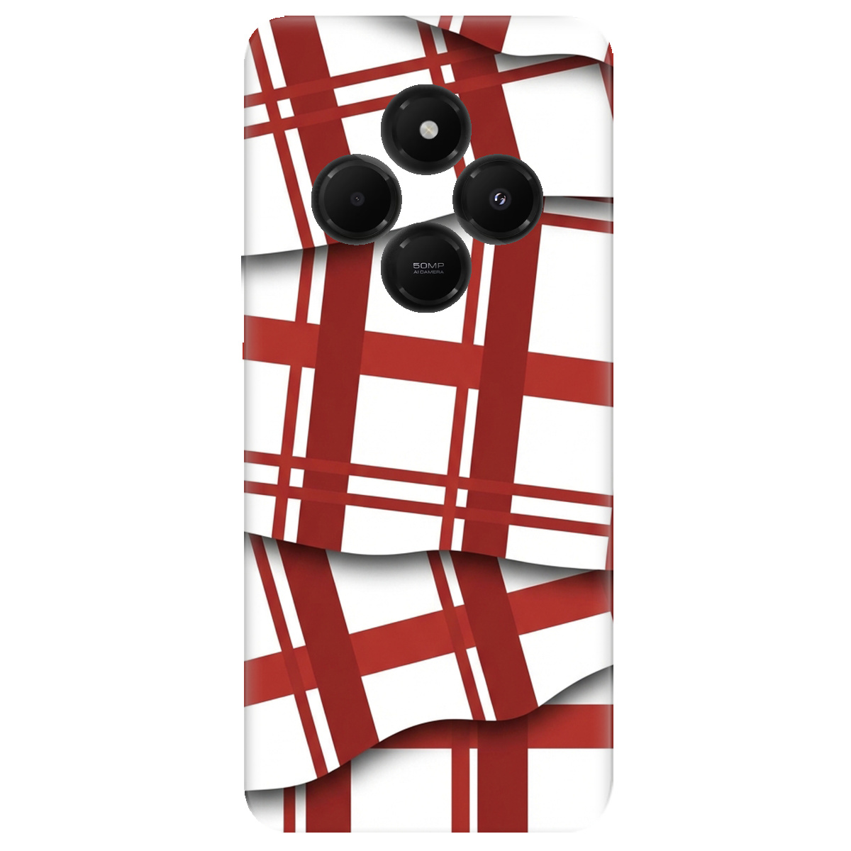 Чохол для Xiaomi Poco C75 прозорий GRID RED - фото 1 - Чохли для телефонів