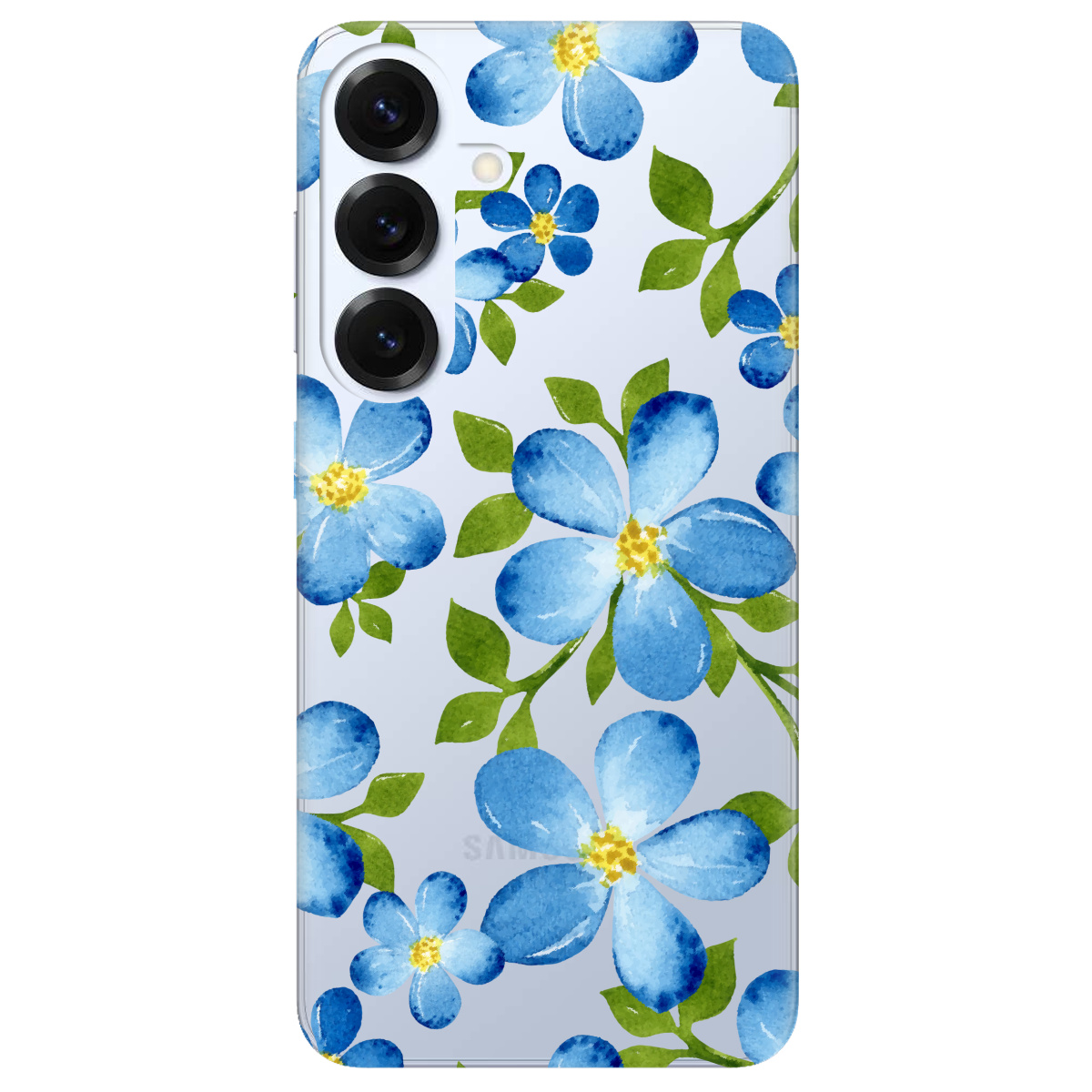 Чохол для Samsung Galaxy S26 прозорий Flowers blue - фото 1 - Чохли для телефонів