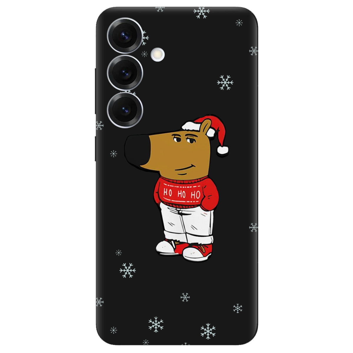 Чохол для Samsung Galaxy S26 чорний матовий soft touch Chill Guy Santa - фото 1 - Чохли для телефонів