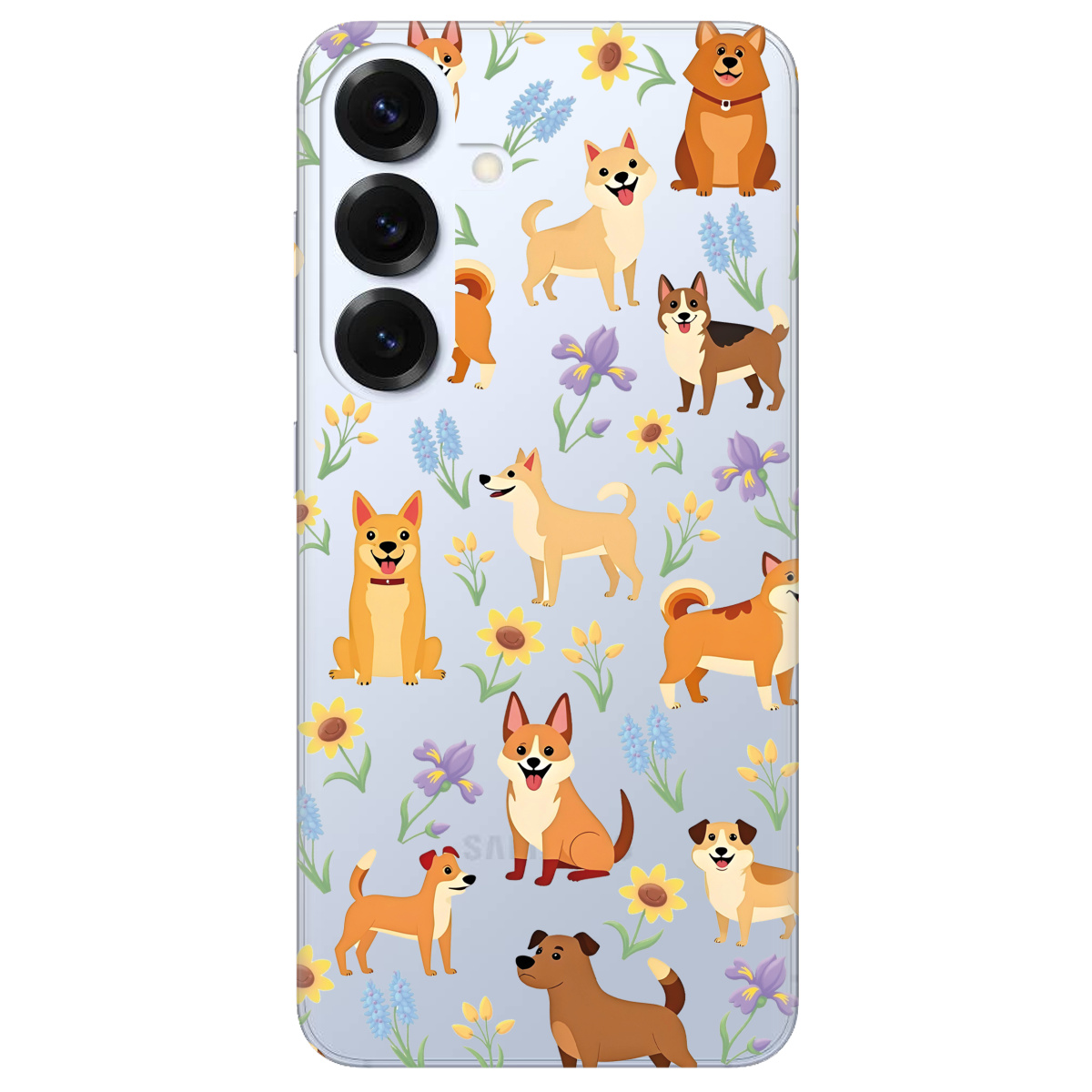 Чехол для Samsung Galaxy S26 Pro прозрачный Blooming Puppies - фото 1 - Чехлы для телефонов