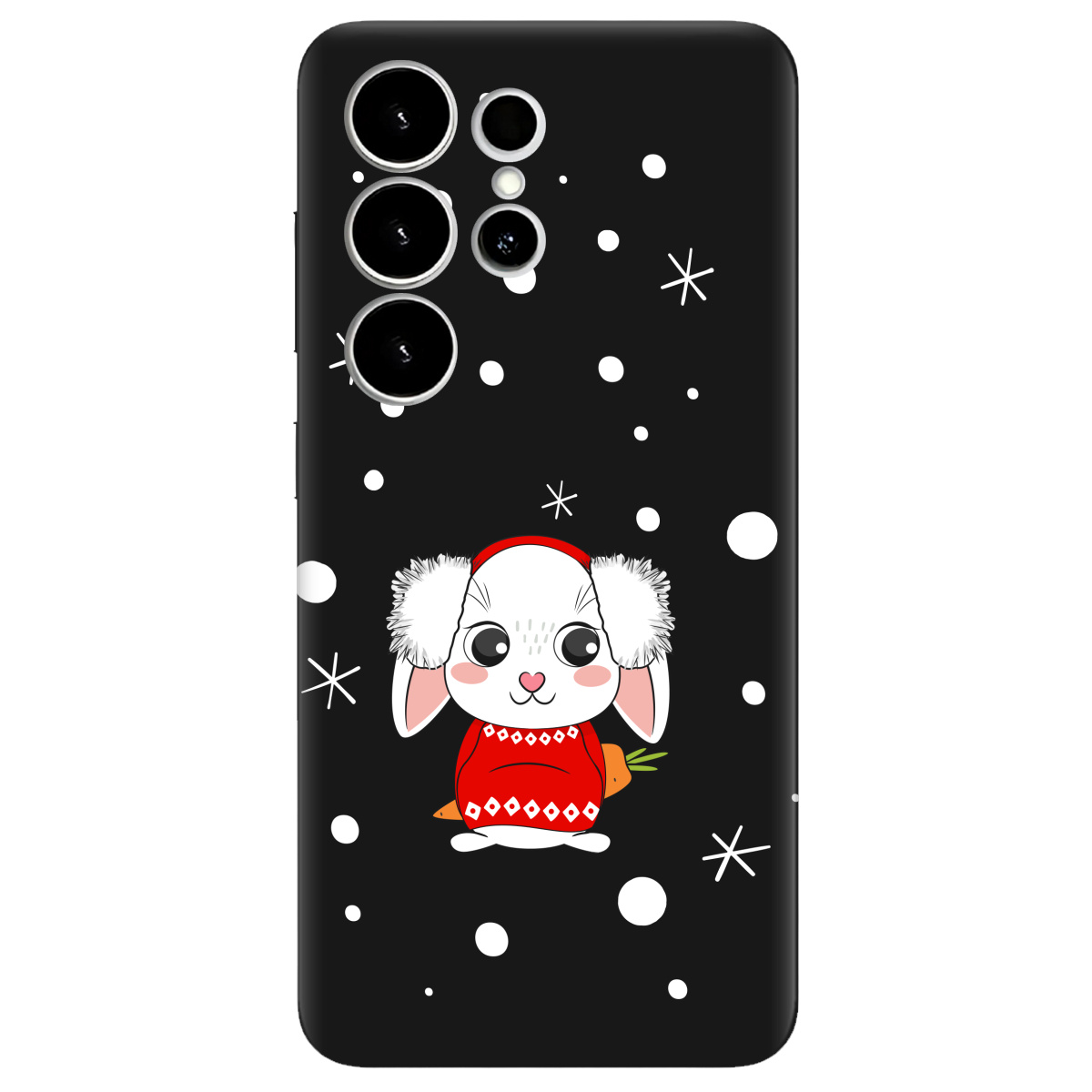 Чехол для Samsung Galaxy S26 Ultra черный матовый soft touch My bunny - фото 1 - Чехлы для телефонов