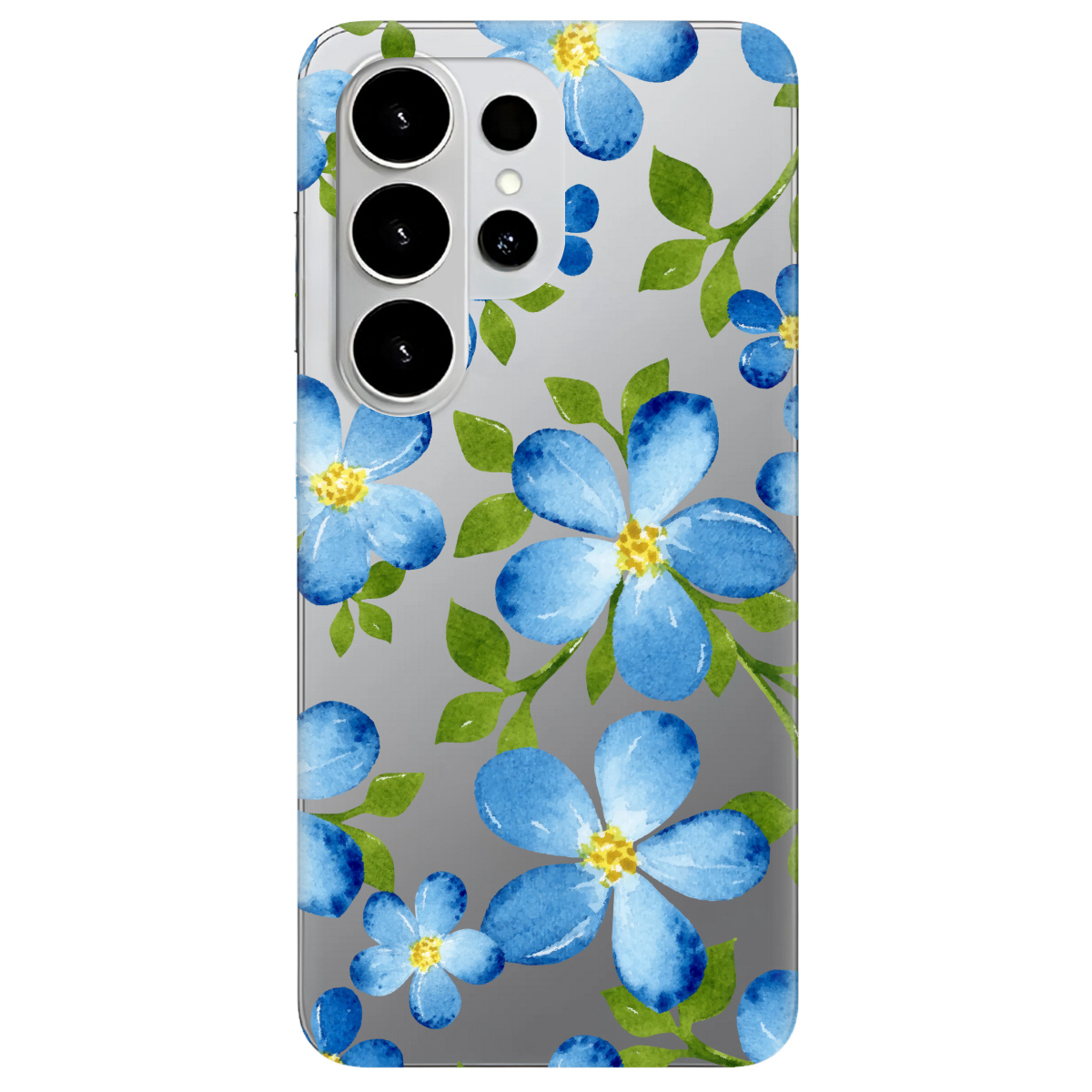 Чохол для Samsung Galaxy S26 Ultra прозорий Flowers blue - фото 1 - Чохли для телефонів