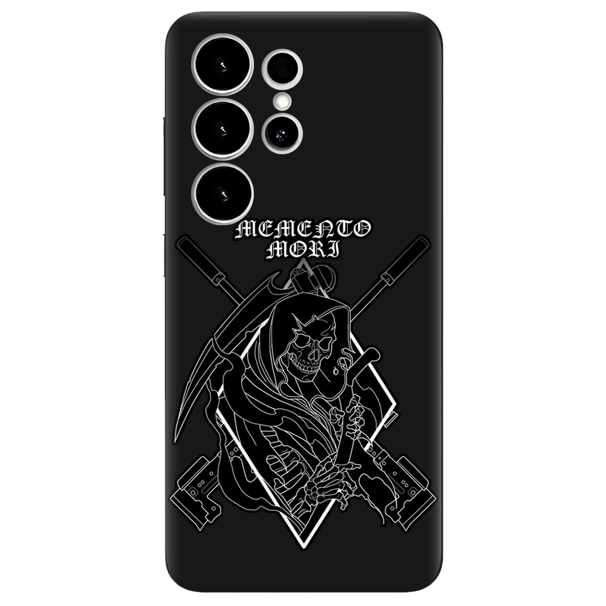 Чехол для Samsung Galaxy S26 Ultra черный матовый soft touch Пам'ятай про смерть - фото 1 - Чехлы для телефонов