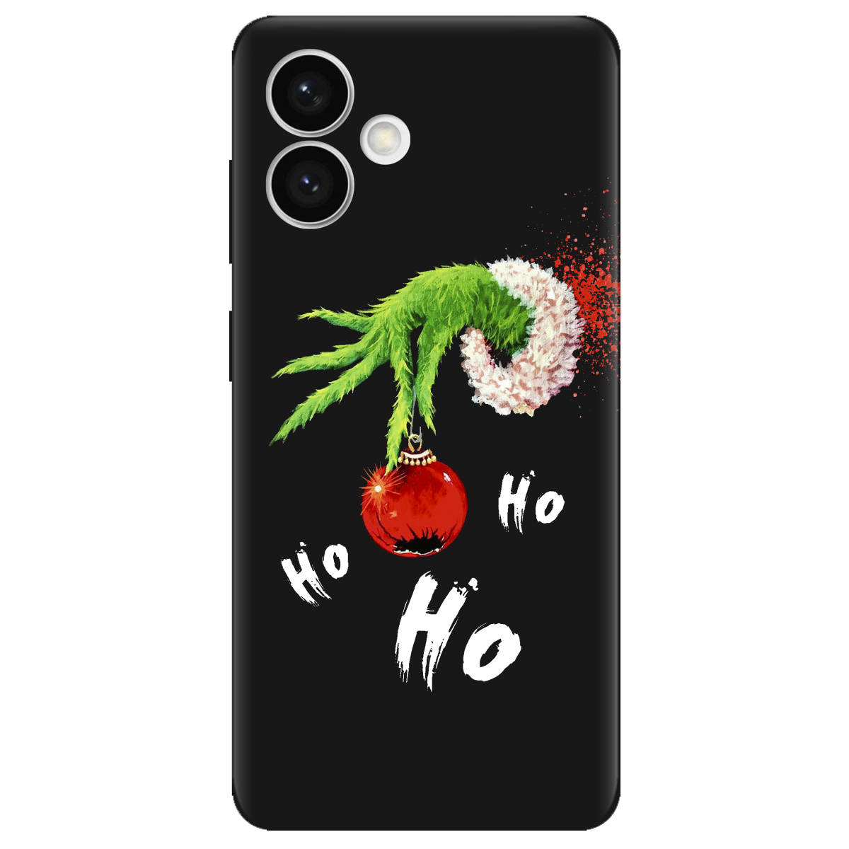 Чехол для Samsung Galaxy S26 Plus черный матовый soft touch Grinch HO HO HO - фото 1 - Чехлы для телефонов