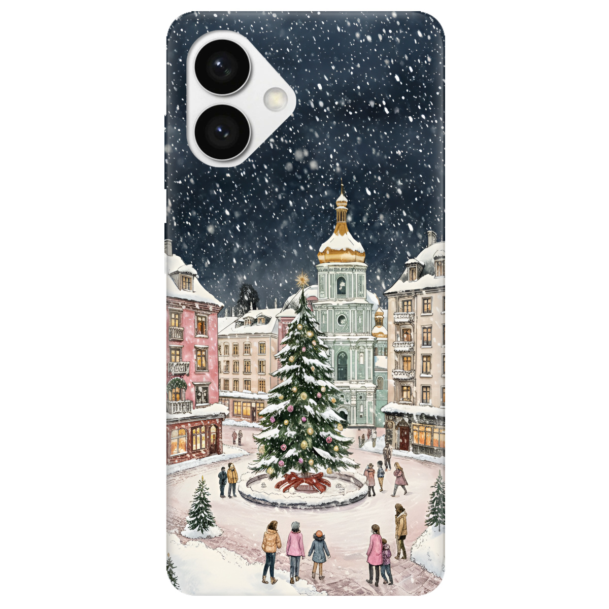 Чехол для Samsung Galaxy S26 Plus прозрачный Новогодний город - фото 1 - Чехлы для телефонов