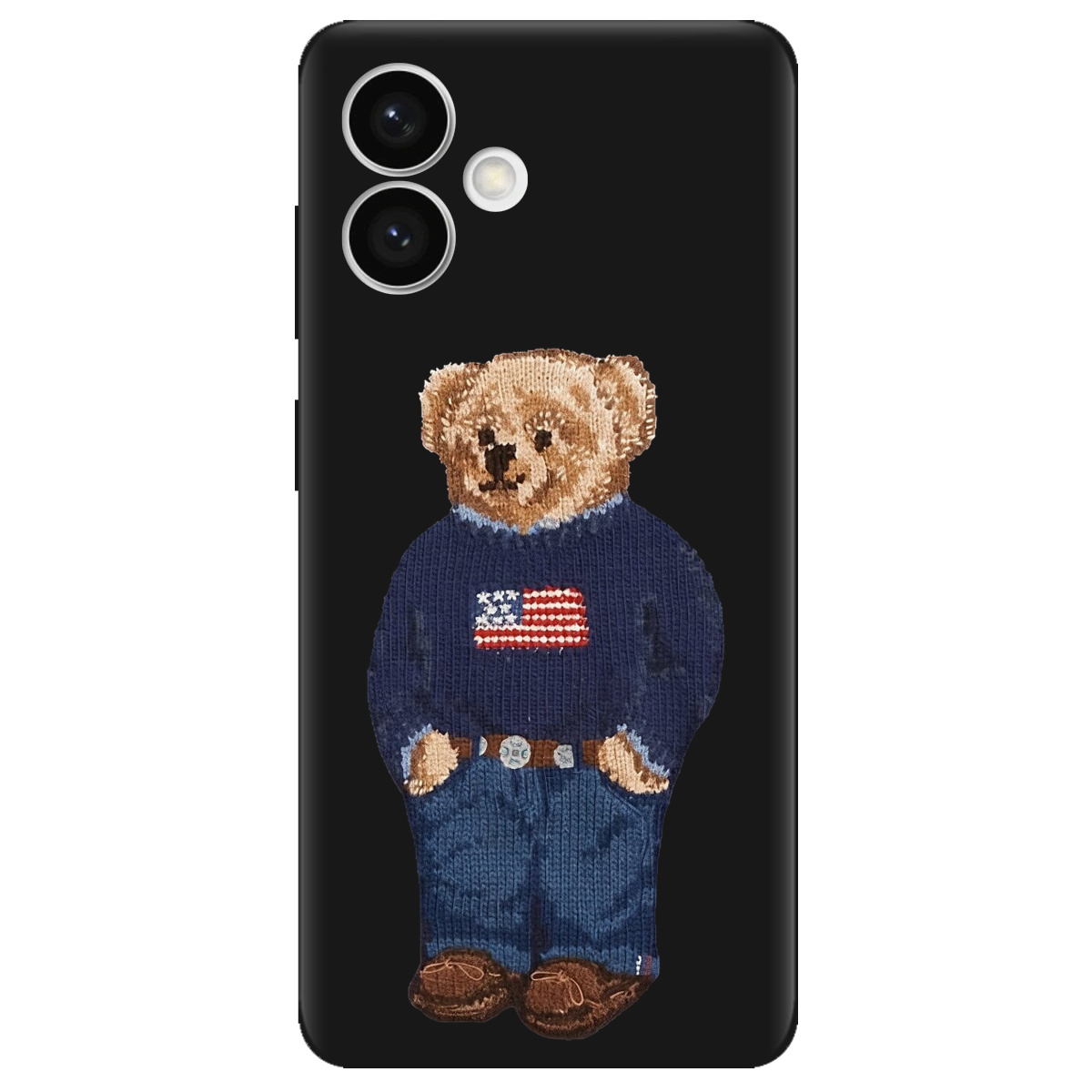 Чохол для Samsung S26 Edge чорний матовий soft touch Американський ведмедик - фото 1 - Чохли для телефонів