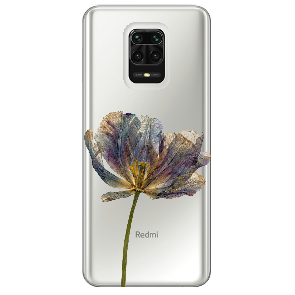 Чехол для Xiaomi Redmi Note 9 Pro прозрачный Нежный сухоцвет - фото 1 - Чехлы для телефонов