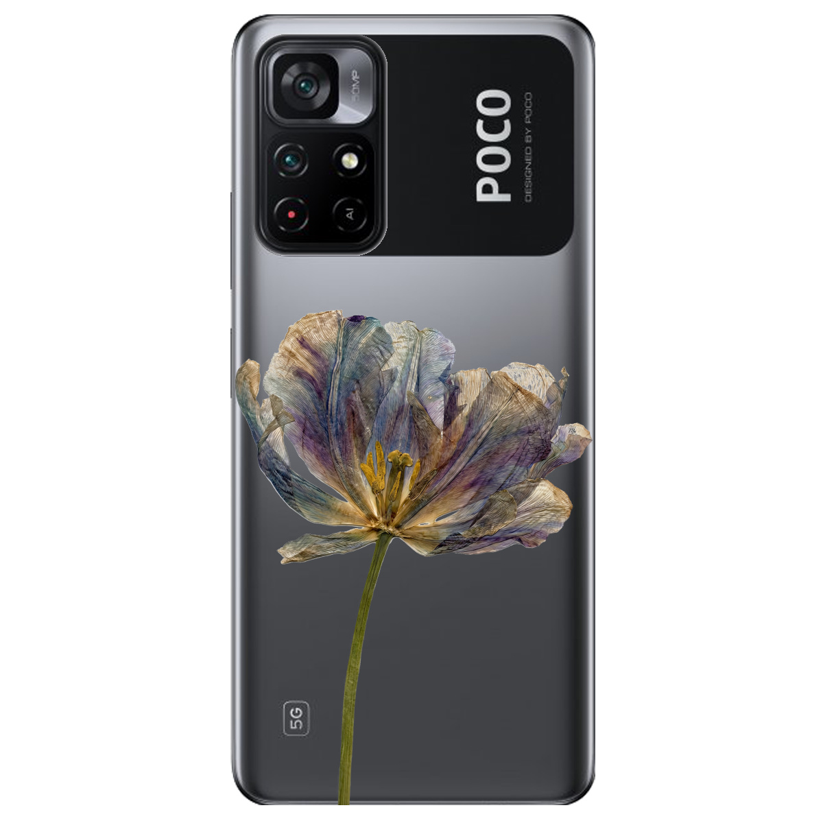 Чохол для Xiaomi Poco M4 Pro 5G прозорий Ніжний сухоцвіт - фото 1 - Чохли для телефонів