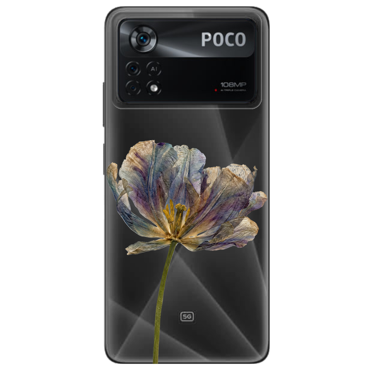 Чехол для Xiaomi Poco X4 Pro 5G прозрачный Нежный сухоцвет - фото 1 - Чехлы для телефонов