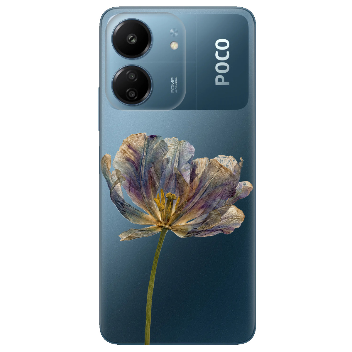 Чехол для Xiaomi Poco C65 прозрачный Нежный сухоцвет - фото 1 - Чехлы для телефонов