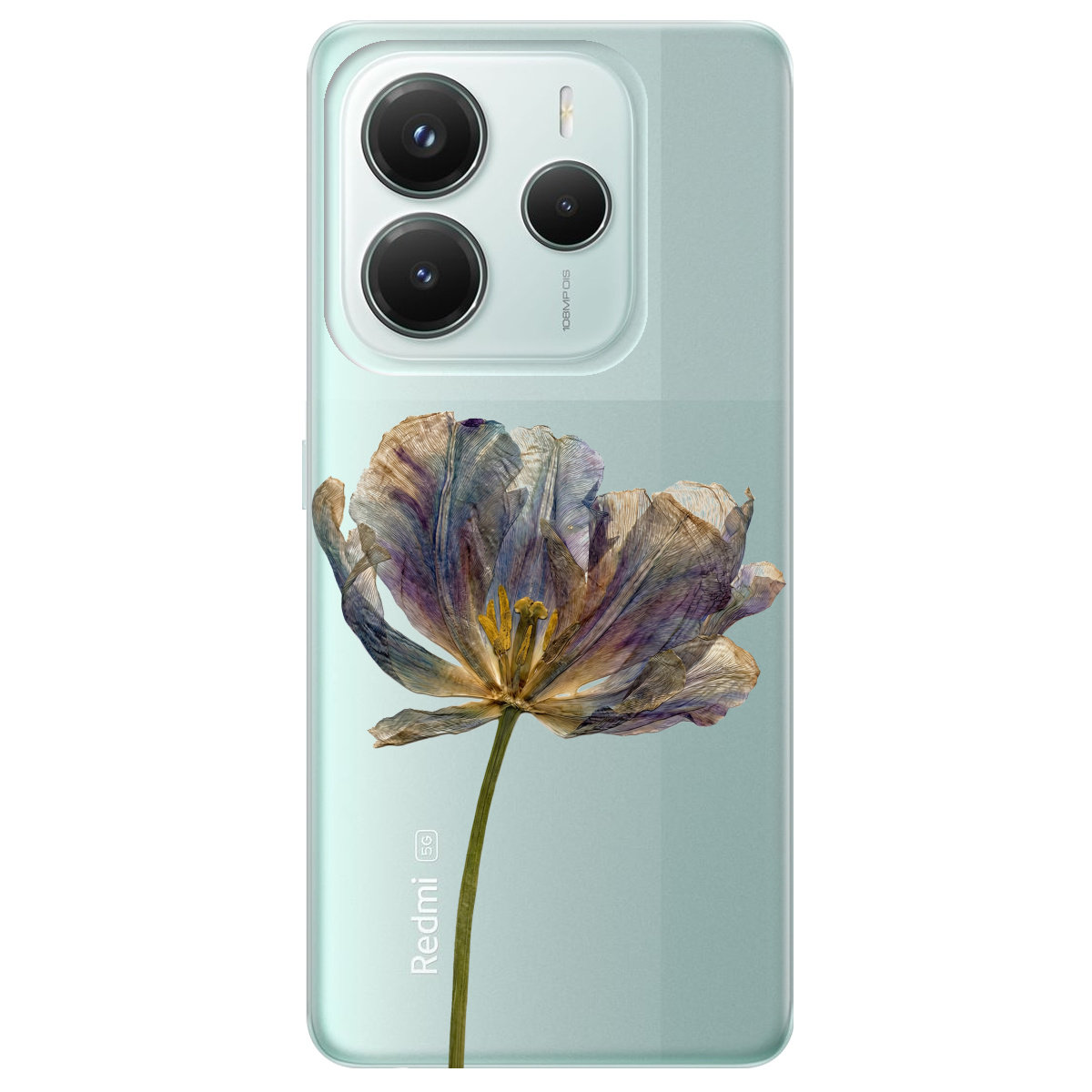 Чехол для Xiaomi Redmi Note 14 5G прозрачный Нежный сухоцвет - фото 1 - Чехлы для телефонов