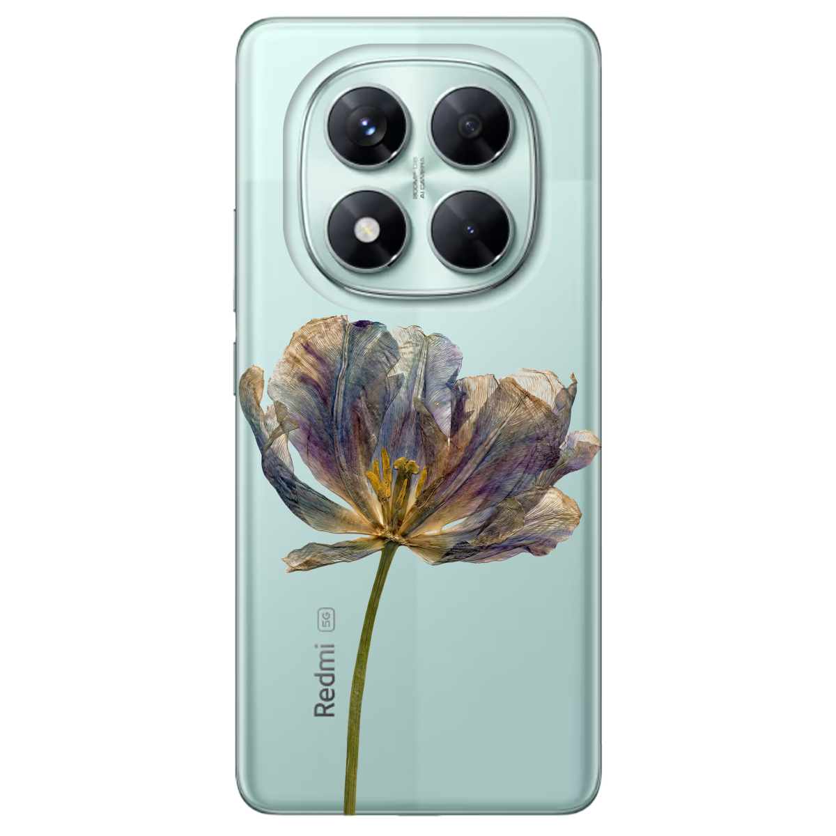 Чехол для Xiaomi Redmi Note 14 Pro 5G прозрачный Нежный сухоцвет - фото 1 - Чехлы для телефонов