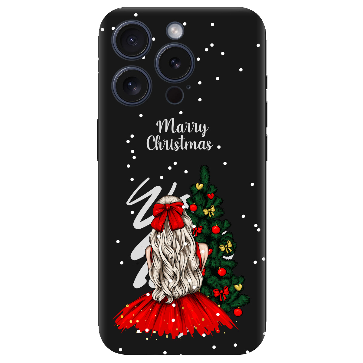 Чохол для Apple iPhone 15 Pro Max чорний матовий soft touch Beautiful christmas - фото 1 - Чохли для телефонів