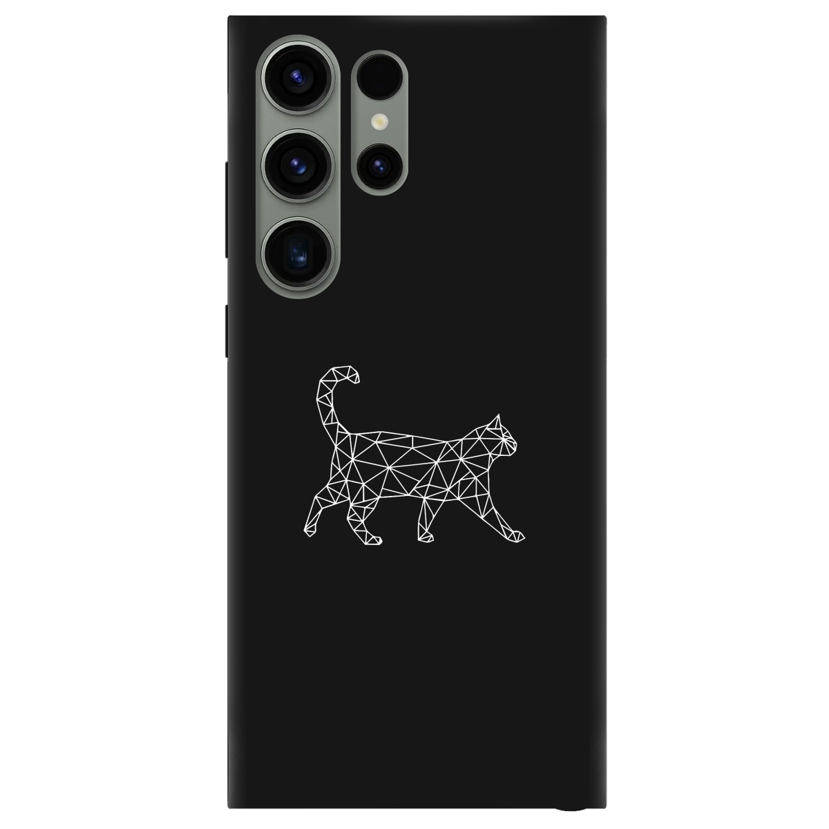 Чохол для Samsung Galaxy S23 Ultra чорний матовий soft touch White cat - фото 1 - Чохли для телефонів