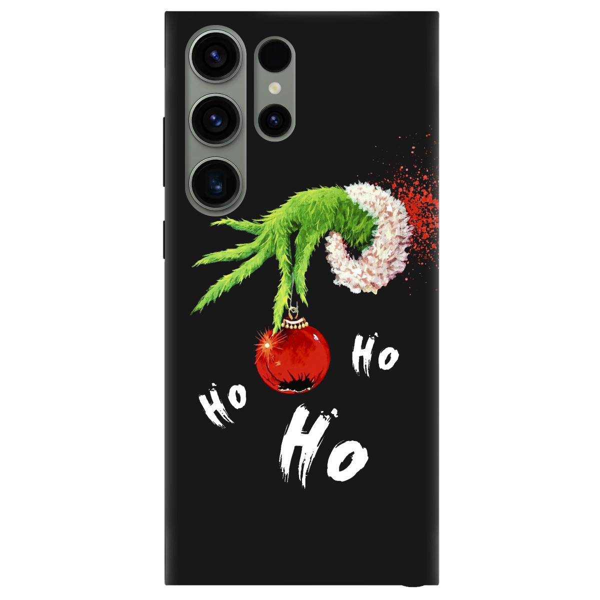 Чехол для Samsung Galaxy S23 Ultra черный матовый soft touch Grinch HO HO HO - фото 1 - Чехлы для телефонов
