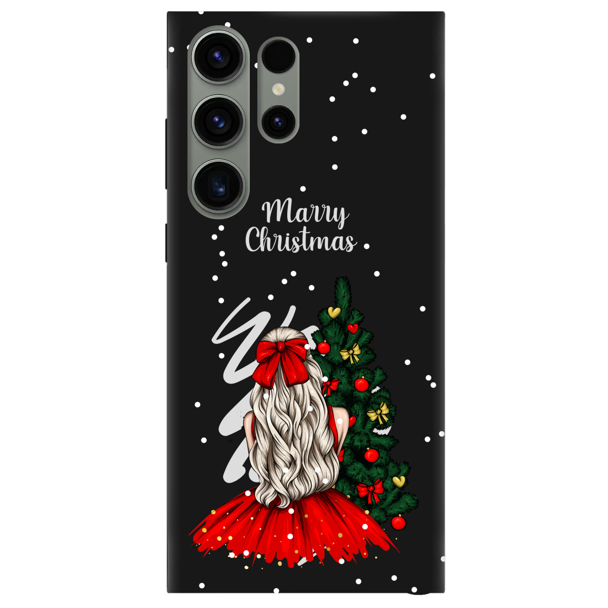 Чохол для Samsung Galaxy S23 Ultra чорний матовий soft touch Beautiful christmas - фото 1 - Чохли для телефонів