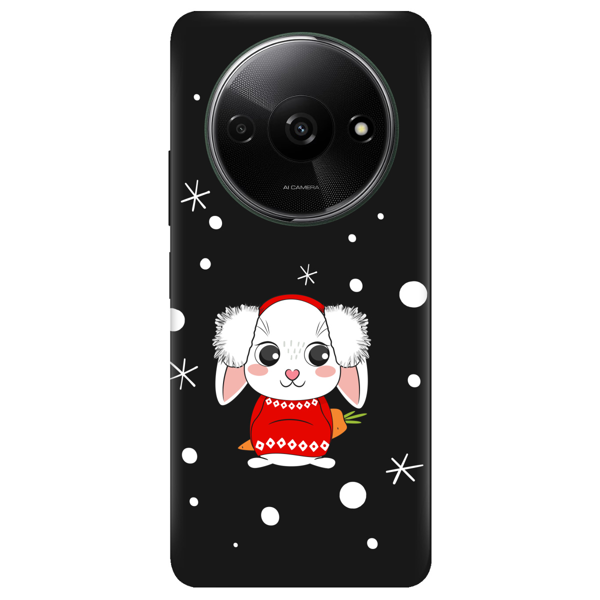 Чохол для Xiaomi Redmi A3 чорний матовий soft touch My bunny - фото 1 - Чохли для телефонів