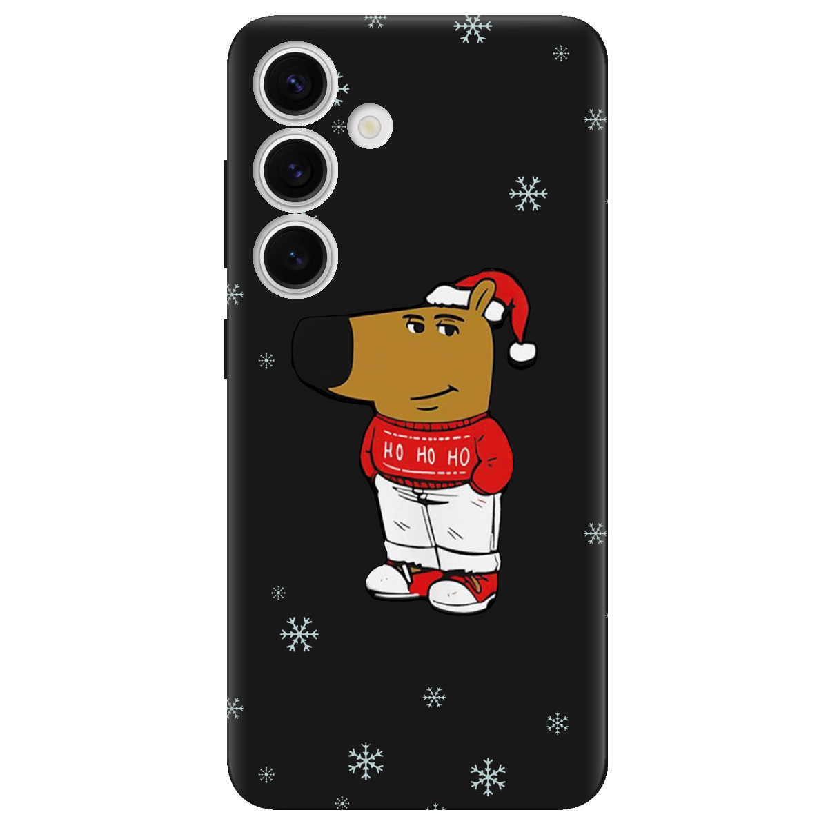 Чехол для Samsung Galaxy S25 Plus черный матовый soft touch Chill Guy Santa - фото 1 - Чехлы для телефонов
