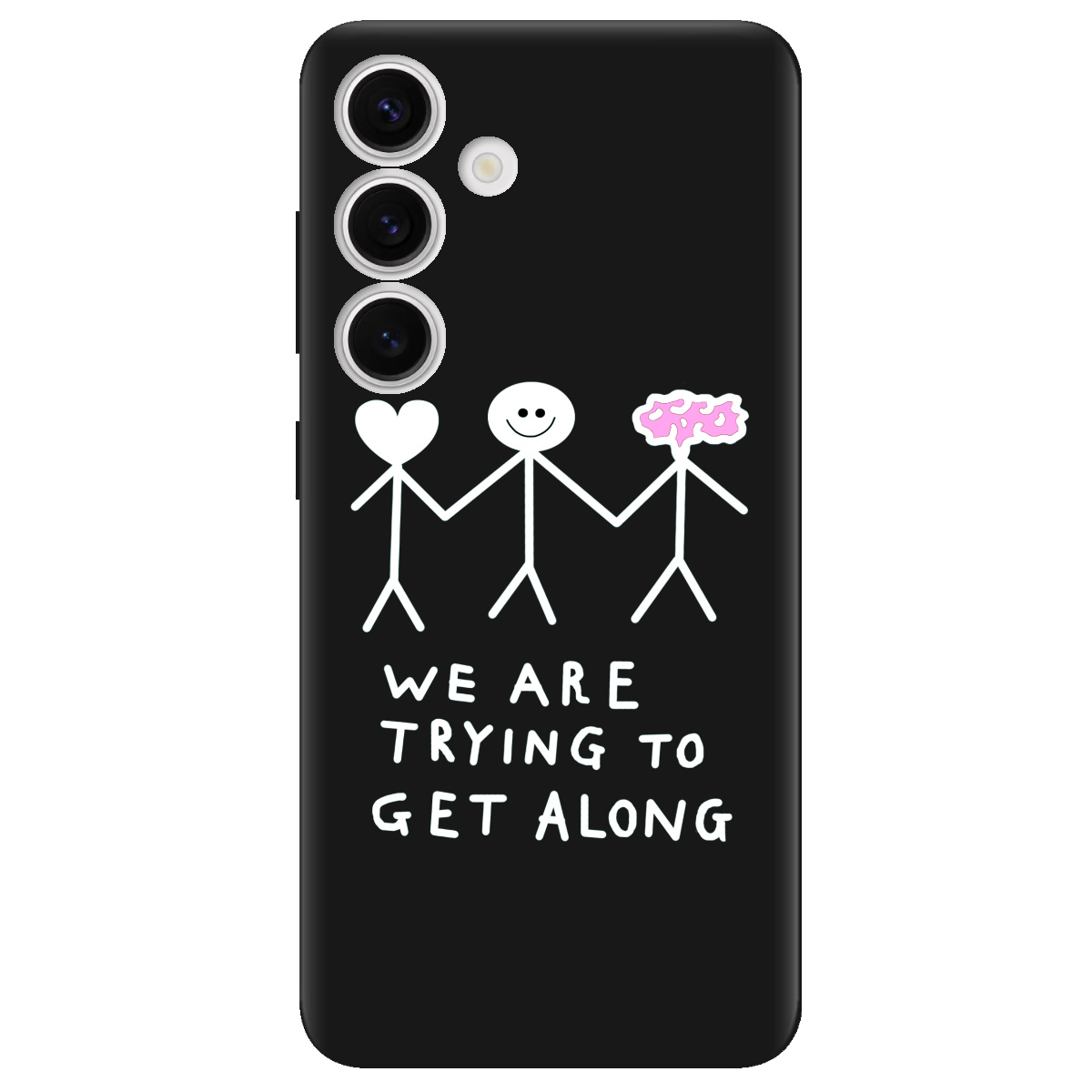 Чехол для Samsung Galaxy S25 Plus черный матовый soft touch We are trying - фото 1 - Чехлы для телефонов