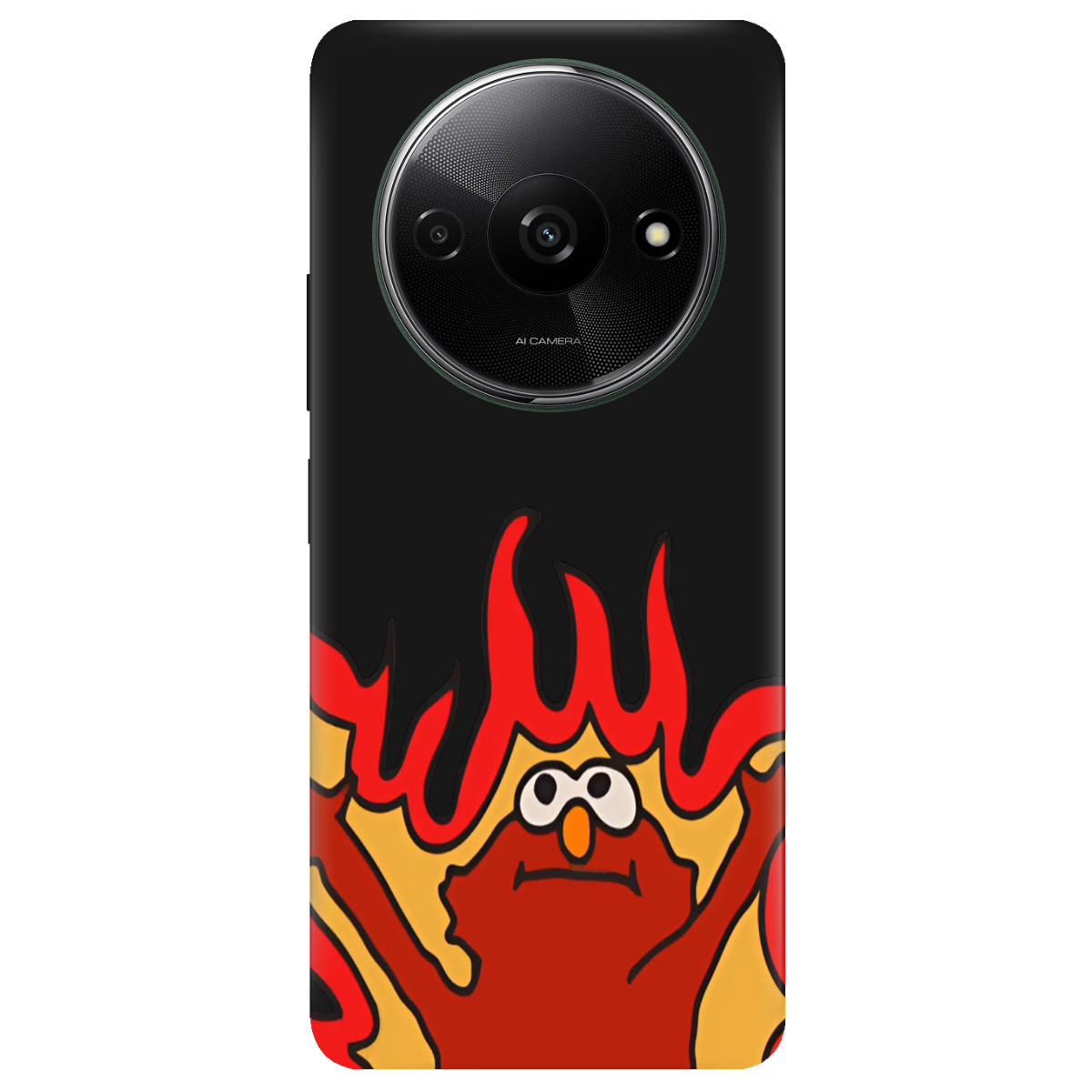 Чохол для Xiaomi Redmi A3 чорний матовий soft touch Хаос у вогні - фото 1 - Чохли для телефонів