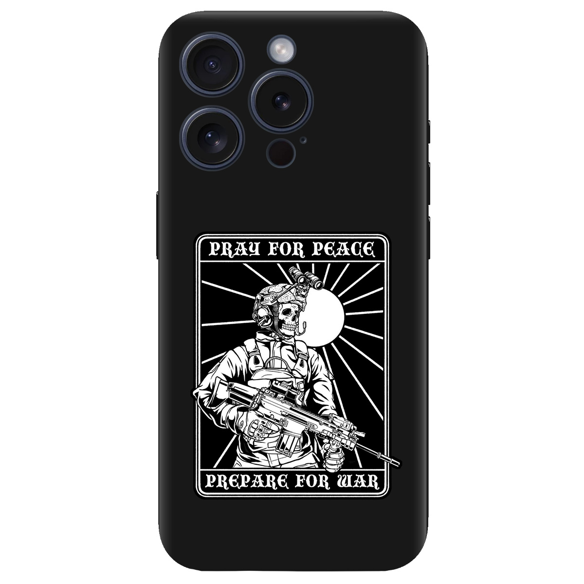 Чехол для Apple iPhone 15 Pro Max черный матовый soft touch Моліться за мир - фото 1 - Чехлы для телефонов