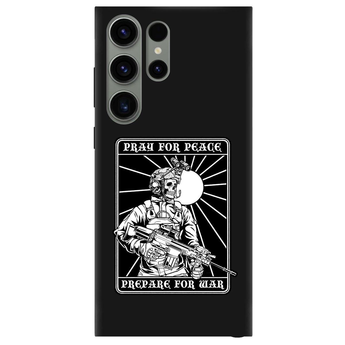 Чохол для Samsung Galaxy S23 Ultra чорний матовий soft touch Моліться за мир - фото 1 - Чохли для телефонів