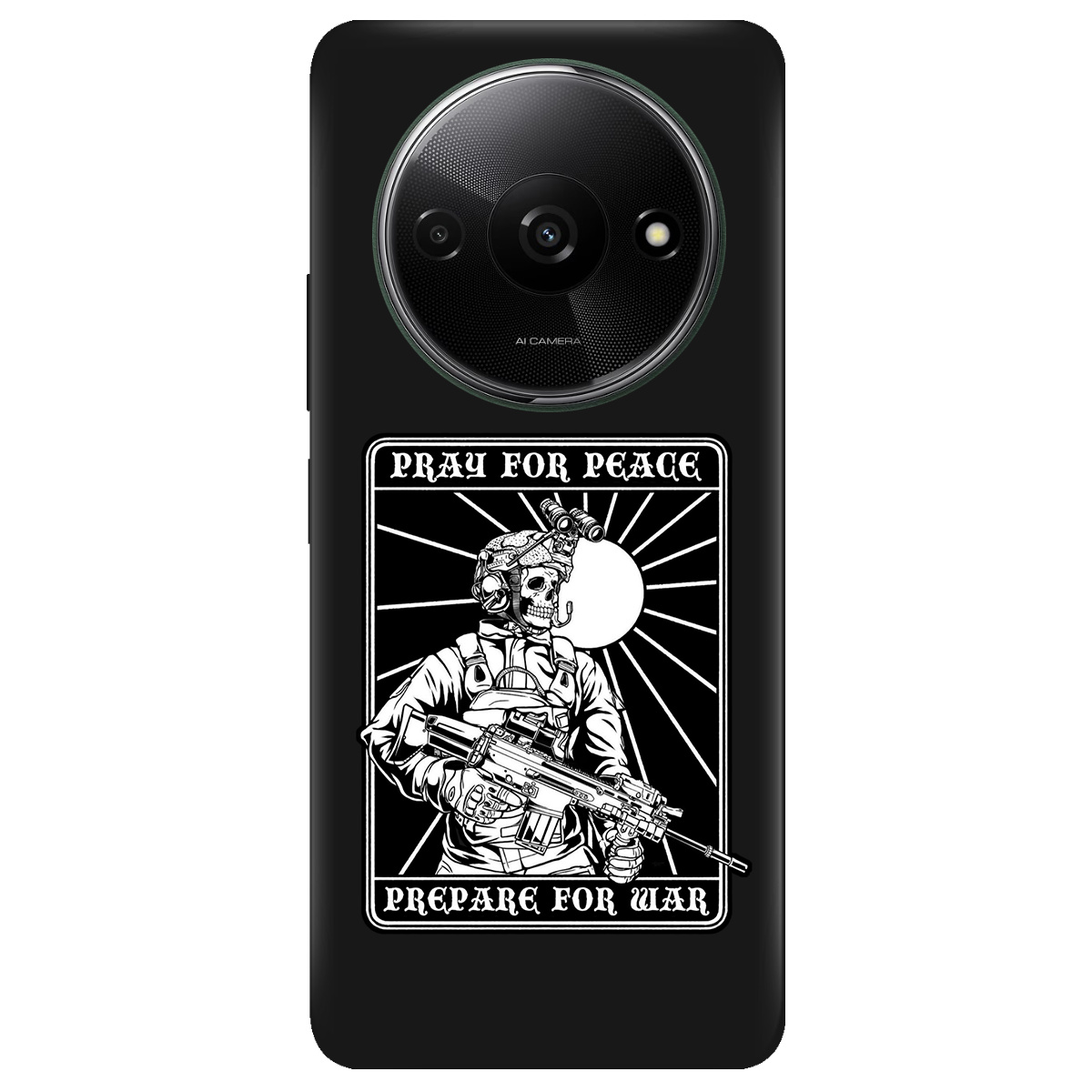 Чехол для Xiaomi Redmi A3 черный матовый soft touch Моліться за мир - фото 1 - Чехлы для телефонов