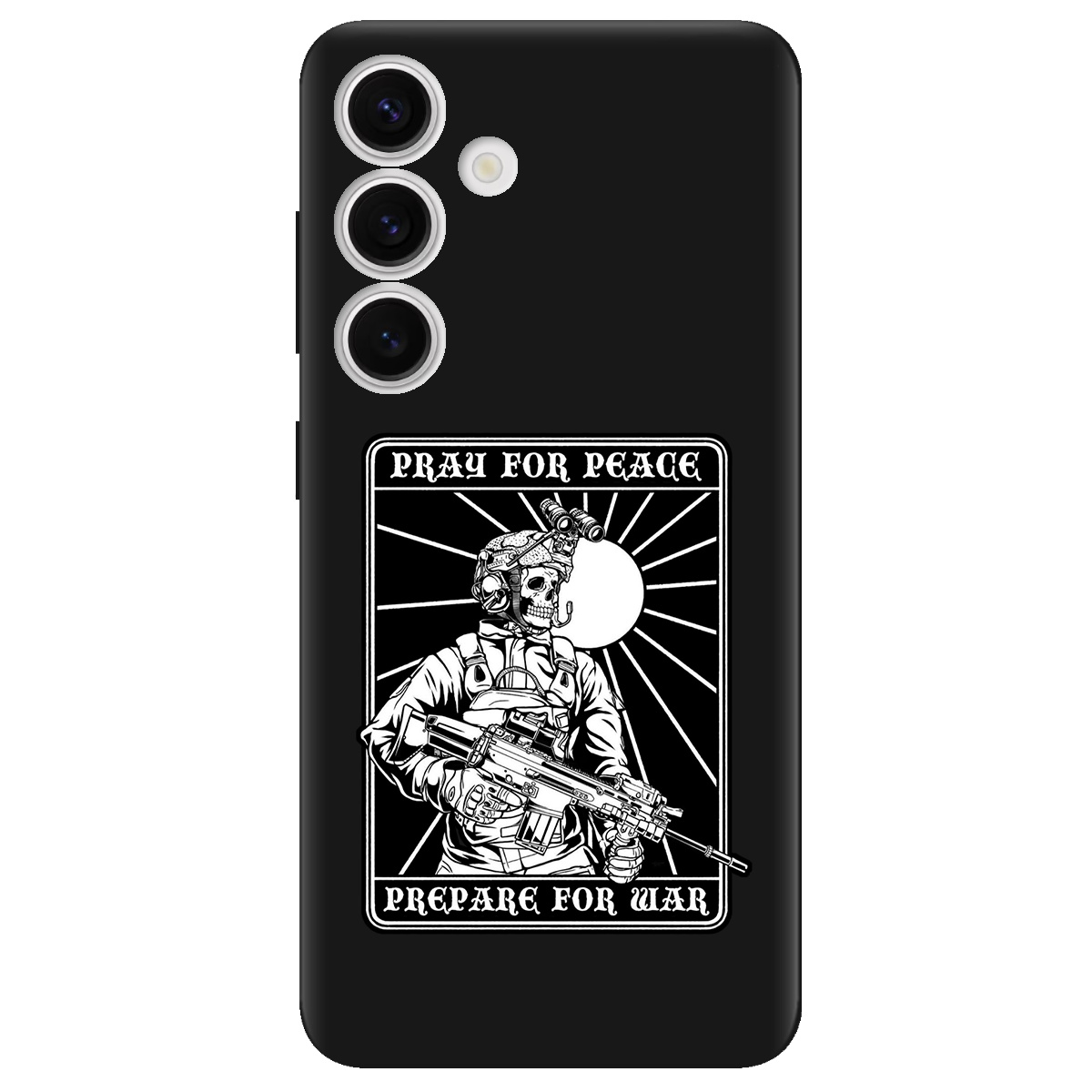 Чехол для Samsung Galaxy S25 Plus черный матовый soft touch Моліться за мир - фото 1 - Чехлы для телефонов