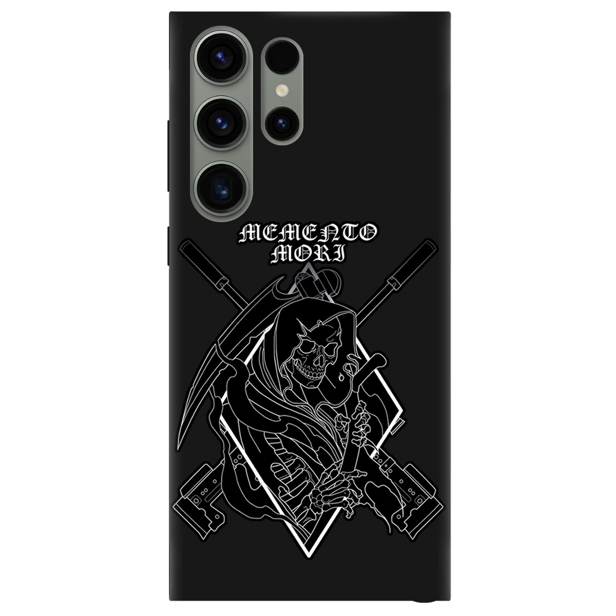 Чехол для Samsung Galaxy S23 Ultra черный матовый soft touch Пам'ятай про смерть - фото 1 - Чехлы для телефонов