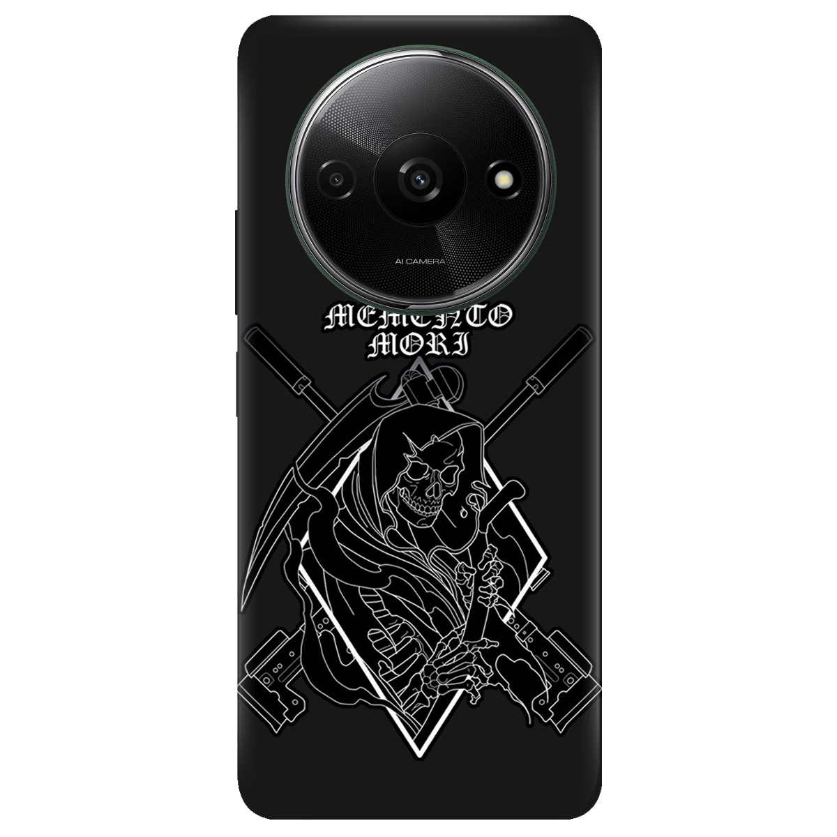 Чохол для Xiaomi Redmi A3 чорний матовий soft touch Пам'ятай про смерть - фото 1 - Чохли для телефонів