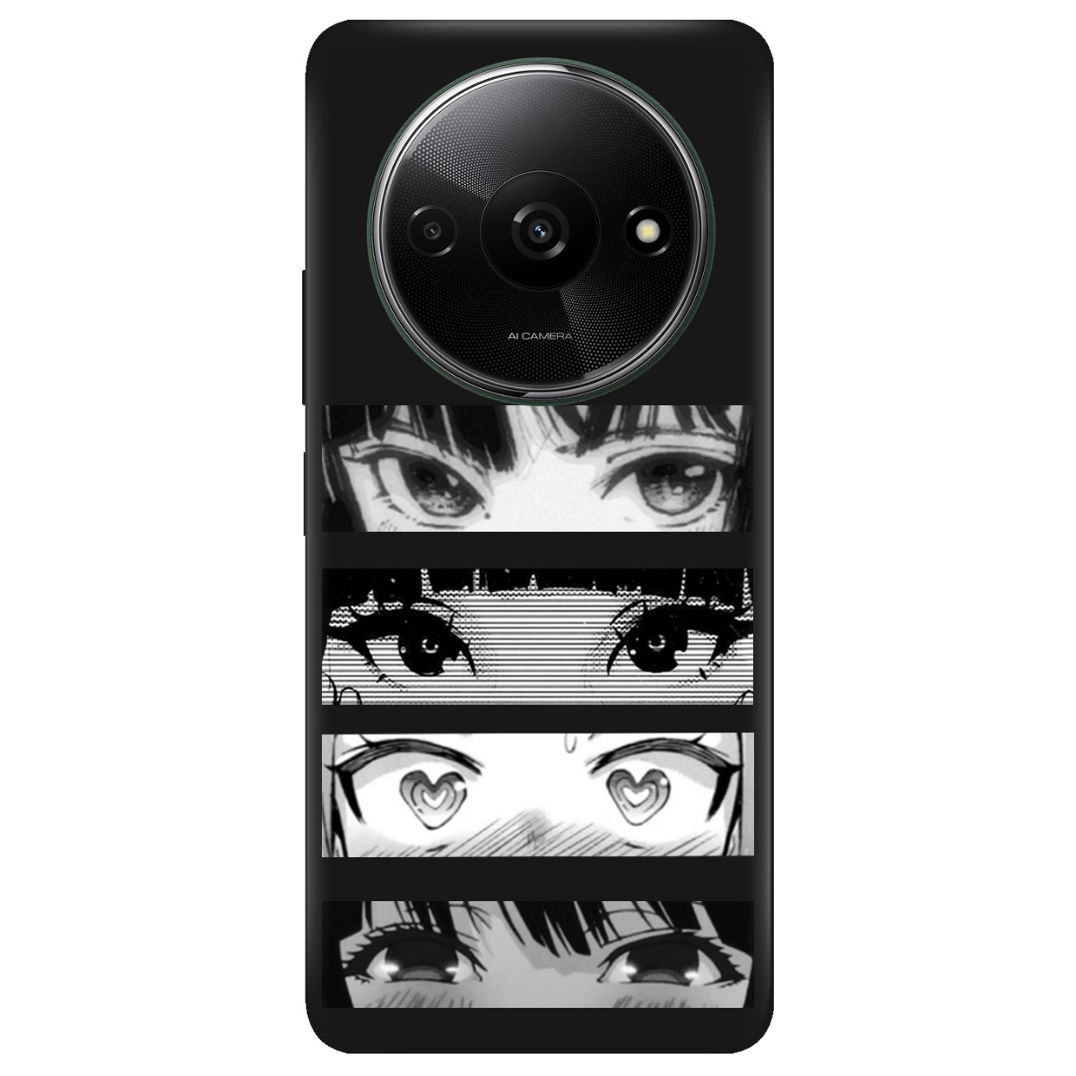 Чехол для Xiaomi Redmi A3 черный матовый soft touch Закохані очі - фото 1 - Чехлы для телефонов