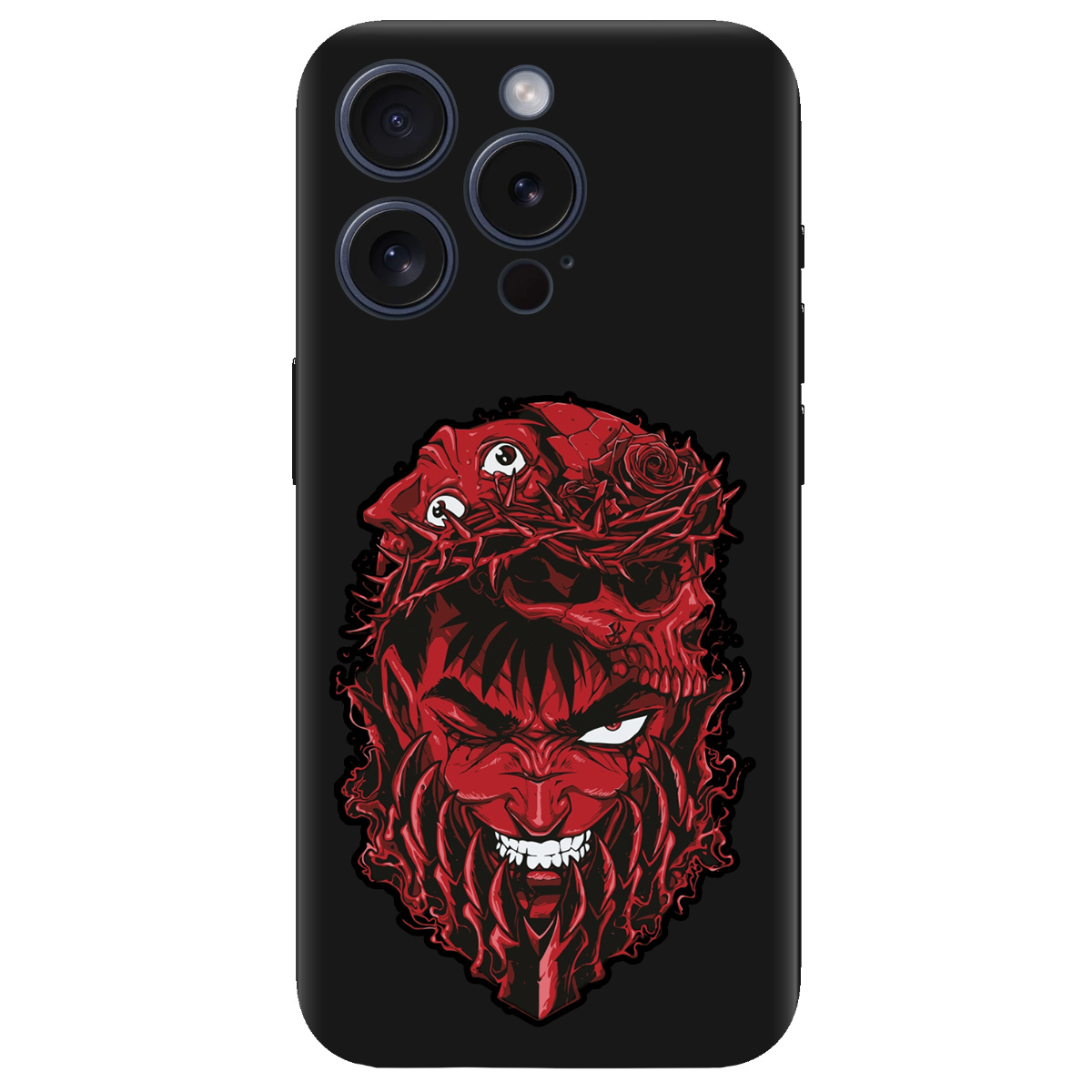 Чехол для Apple iPhone 15 Pro Max черный матовый soft touch Red slip head - фото 1 - Чехлы для телефонов