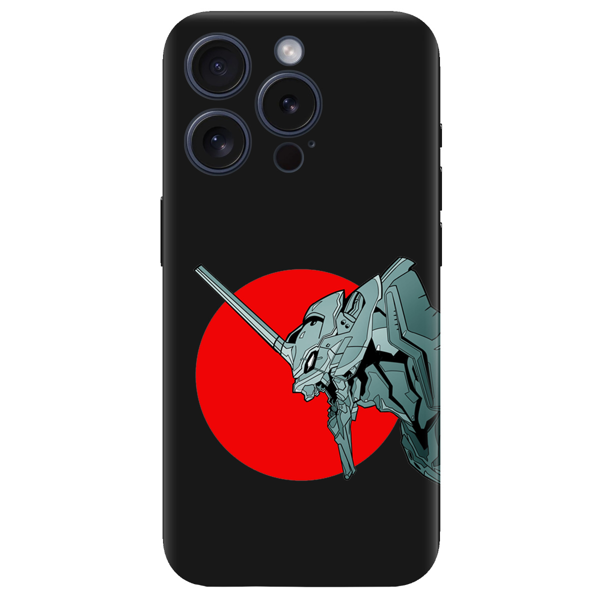 Чехол для Apple iPhone 15 Pro Max черный матовый soft touch Ева-02 – Evangelion - фото 1 - Чехлы для телефонов