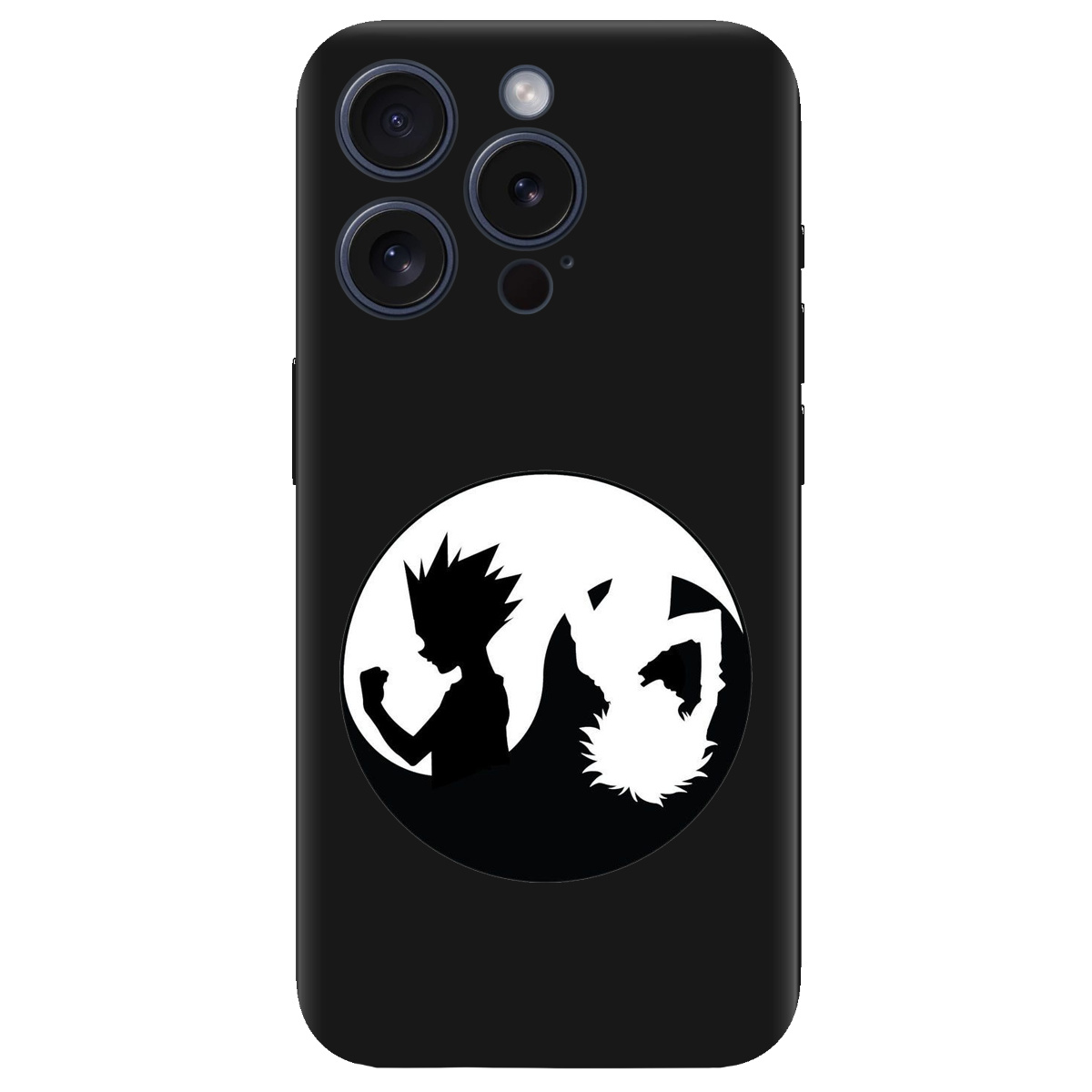 Чохол для Apple iPhone 15 Pro Max чорний матовий soft touch Ying Yang Hunter x Hunter - фото 1 - Чохли для телефонів