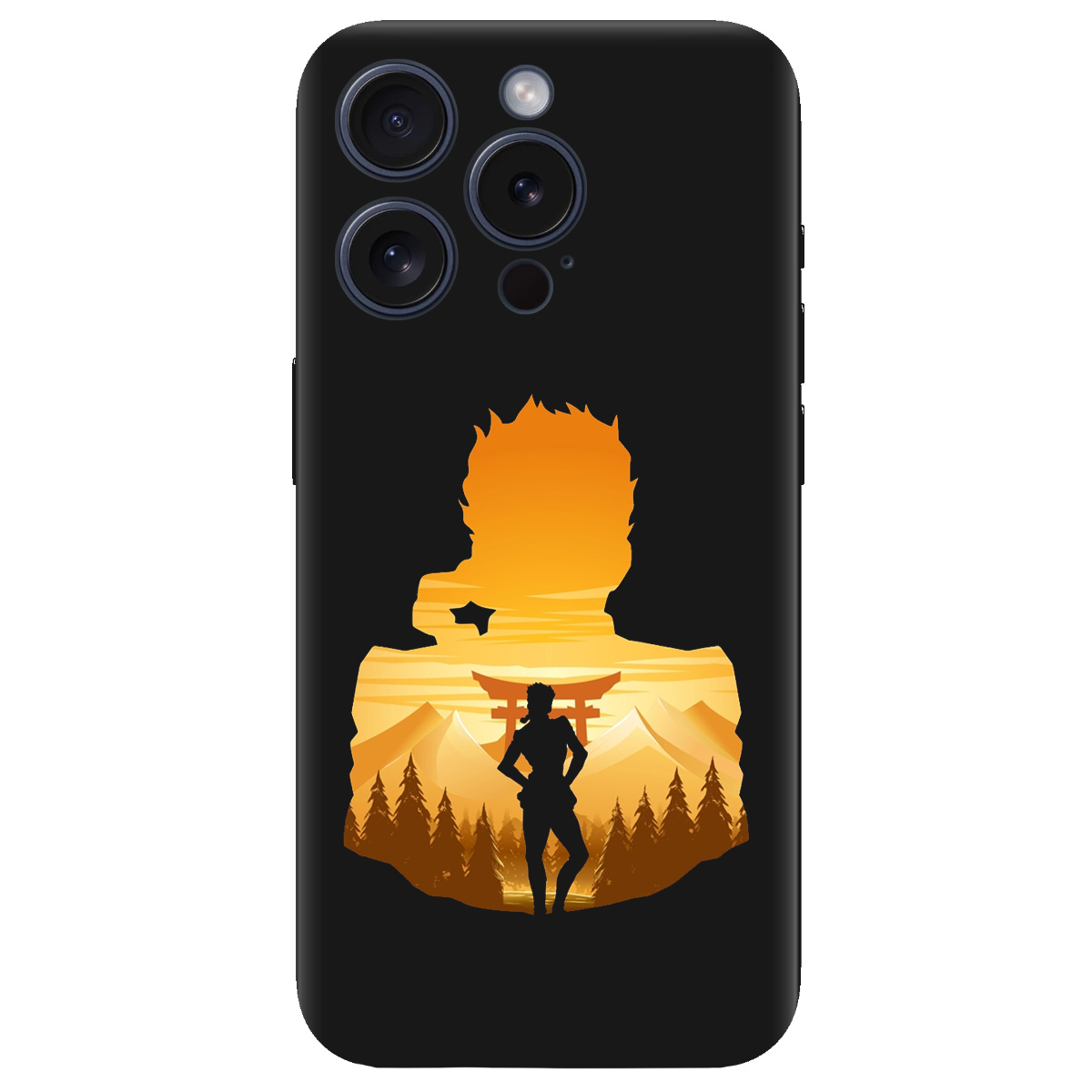 Чехол для Apple iPhone 15 Pro Max черный матовый soft touch JoJo Giorno Giovanna - фото 1 - Чехлы для телефонов