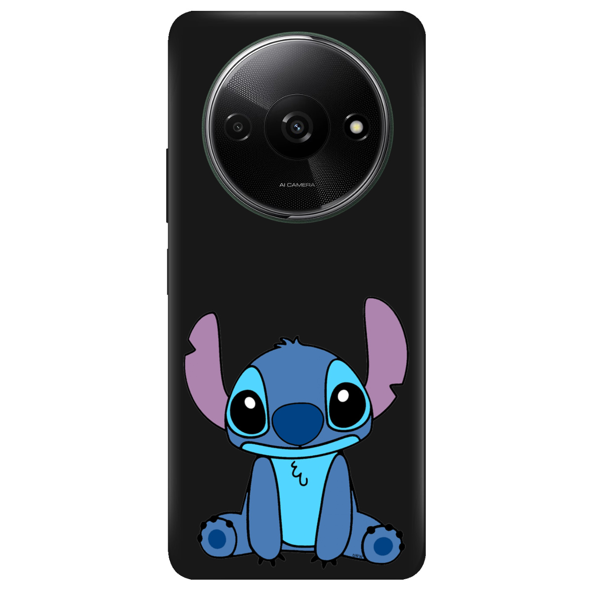 Чехол для Xiaomi Redmi A3 черный матовый soft touch Стич - фото 1 - Чехлы для телефонов