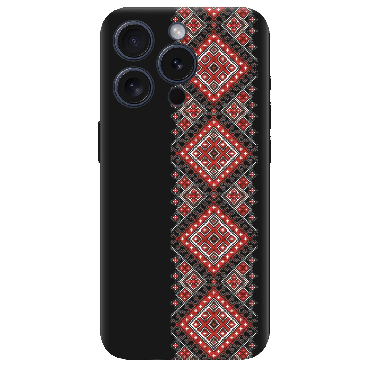 Чохол для Apple iPhone 15 Pro Max чорний матовий soft touch Вишиванка - фото 1 - Чохли для телефонів