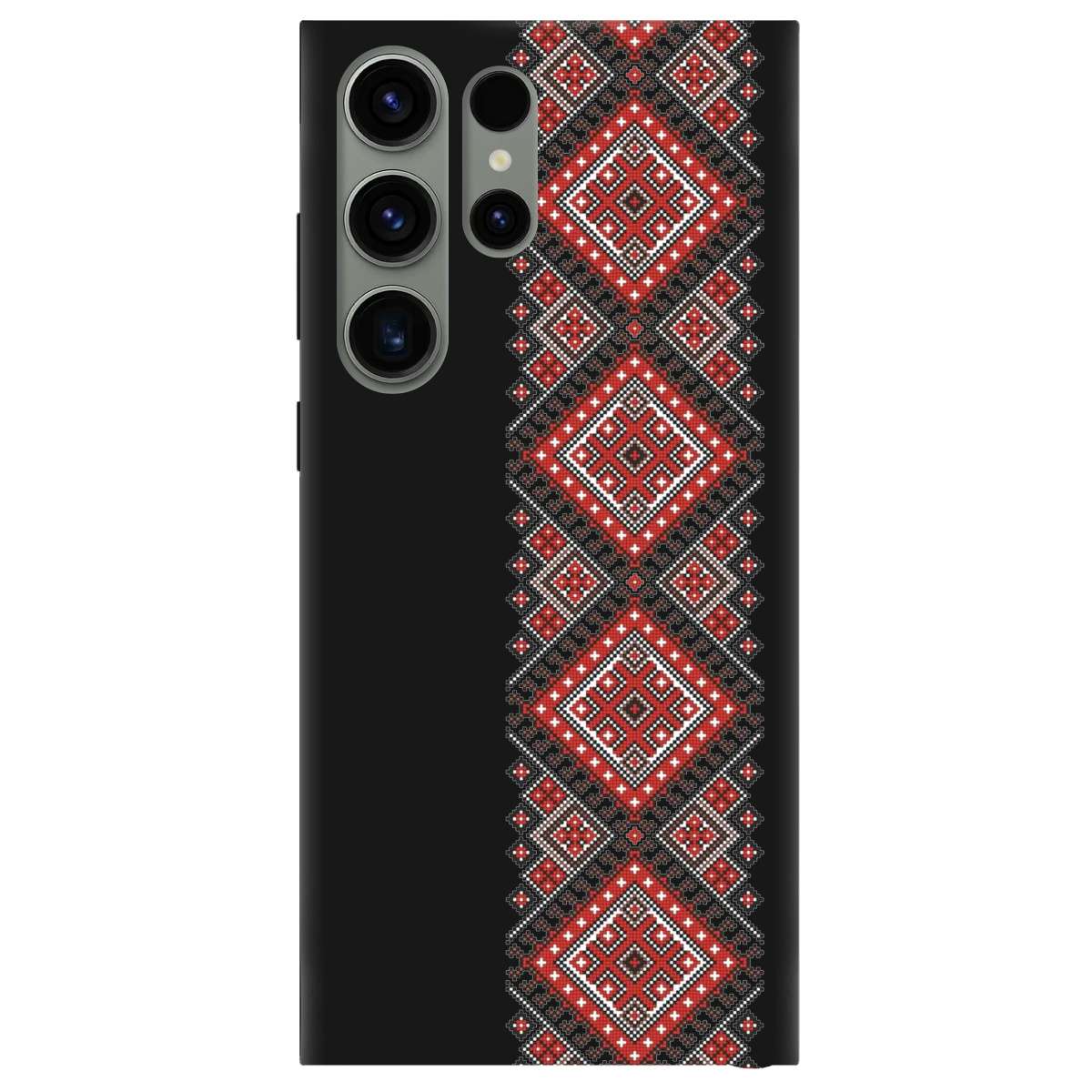 Чохол для Samsung Galaxy S23 Ultra чорний матовий soft touch Вишиванка - фото 1 - Чохли для телефонів