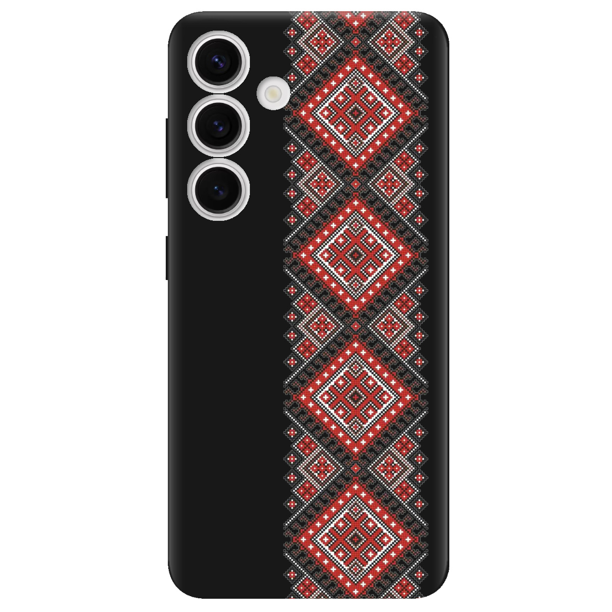 Чехол для Samsung Galaxy S25 Plus черный матовый soft touch Вишиванка - фото 1 - Чехлы для телефонов