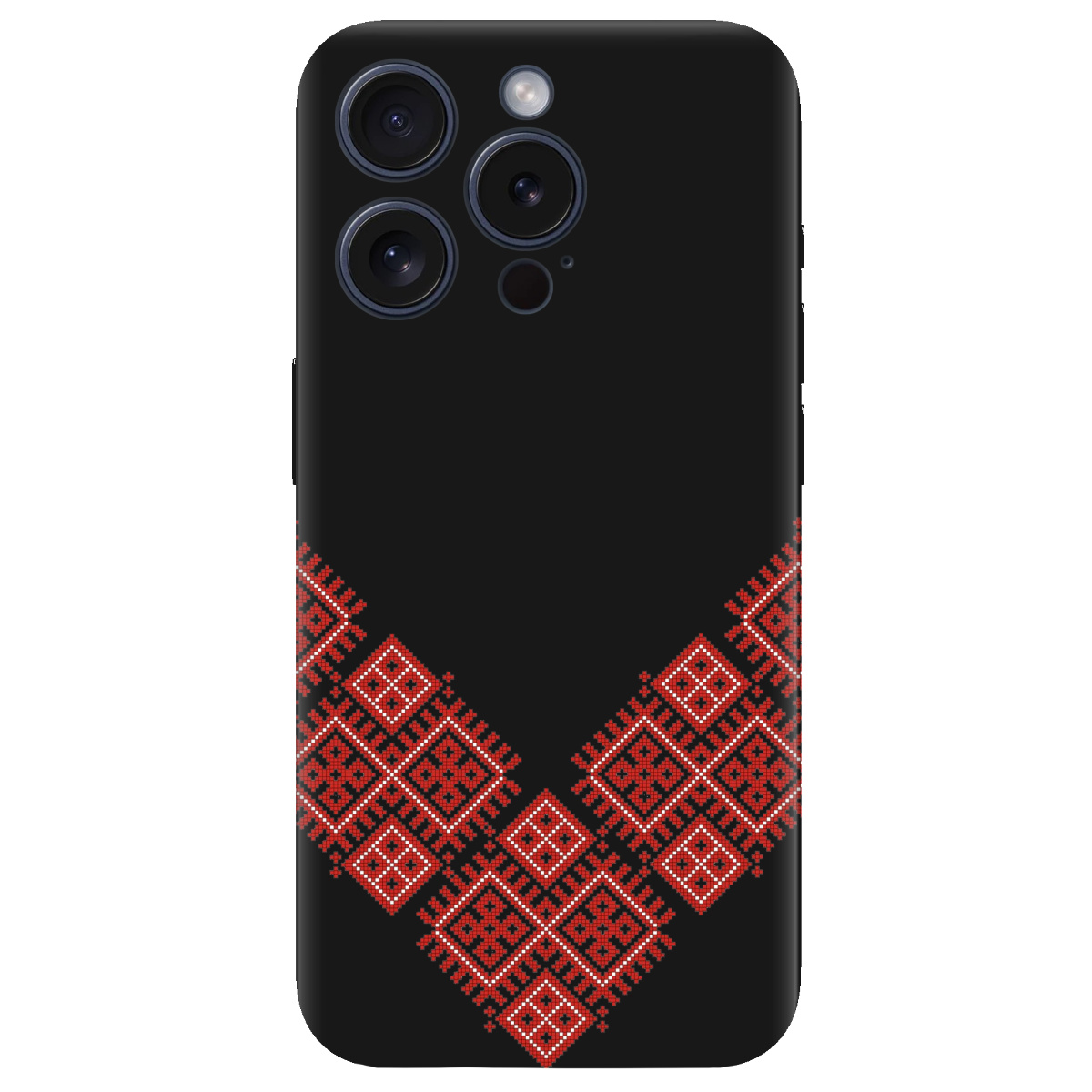 Чехол для Apple iPhone 15 Pro Max черный матовый soft touch Вышитая судьба - фото 1 - Чехлы для телефонов